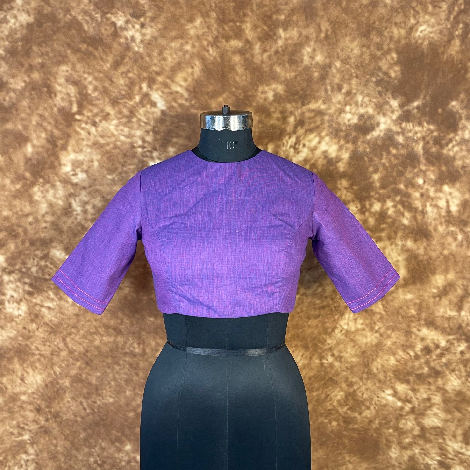 Nebula Fade Purple Coloured Handloom Cotton Ready to Wear Blouse - kapda Tailor 