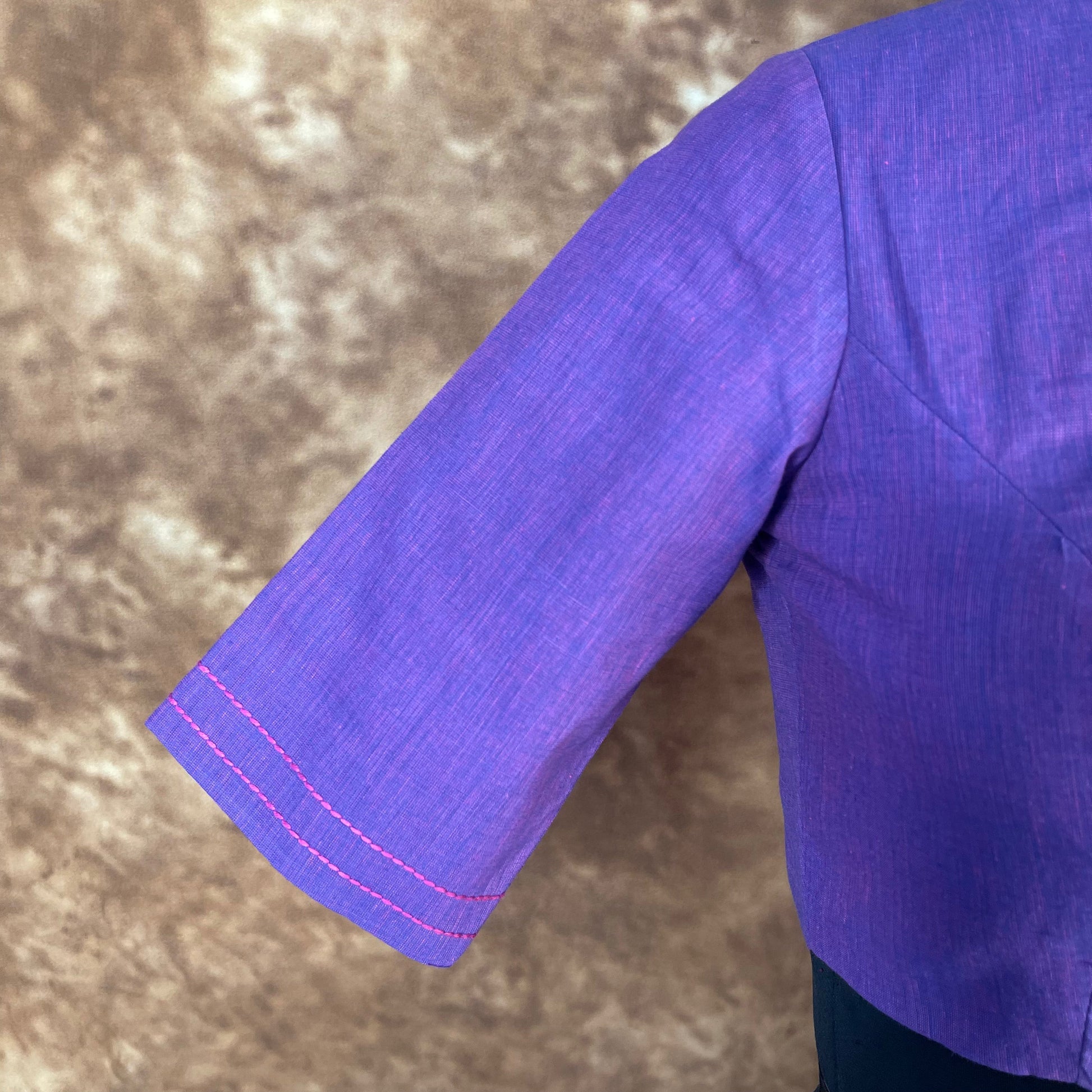 Nebula Fade Purple Coloured Handloom Cotton Ready to Wear Blouse - kapda Tailor 