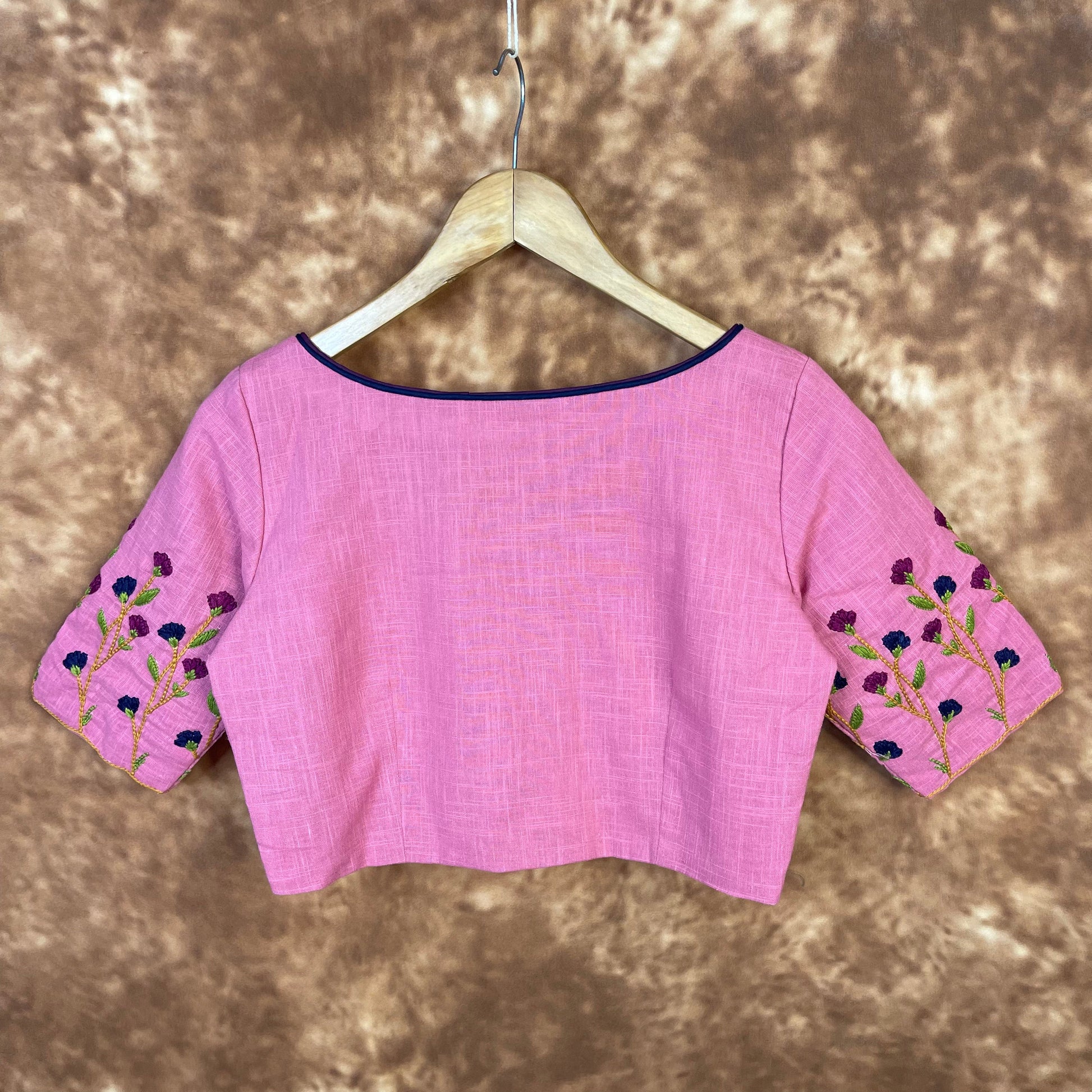 Candy Floss Desire Pink Coloured Slub Cotton Ready to Wear Blouse - kapda Tailor 