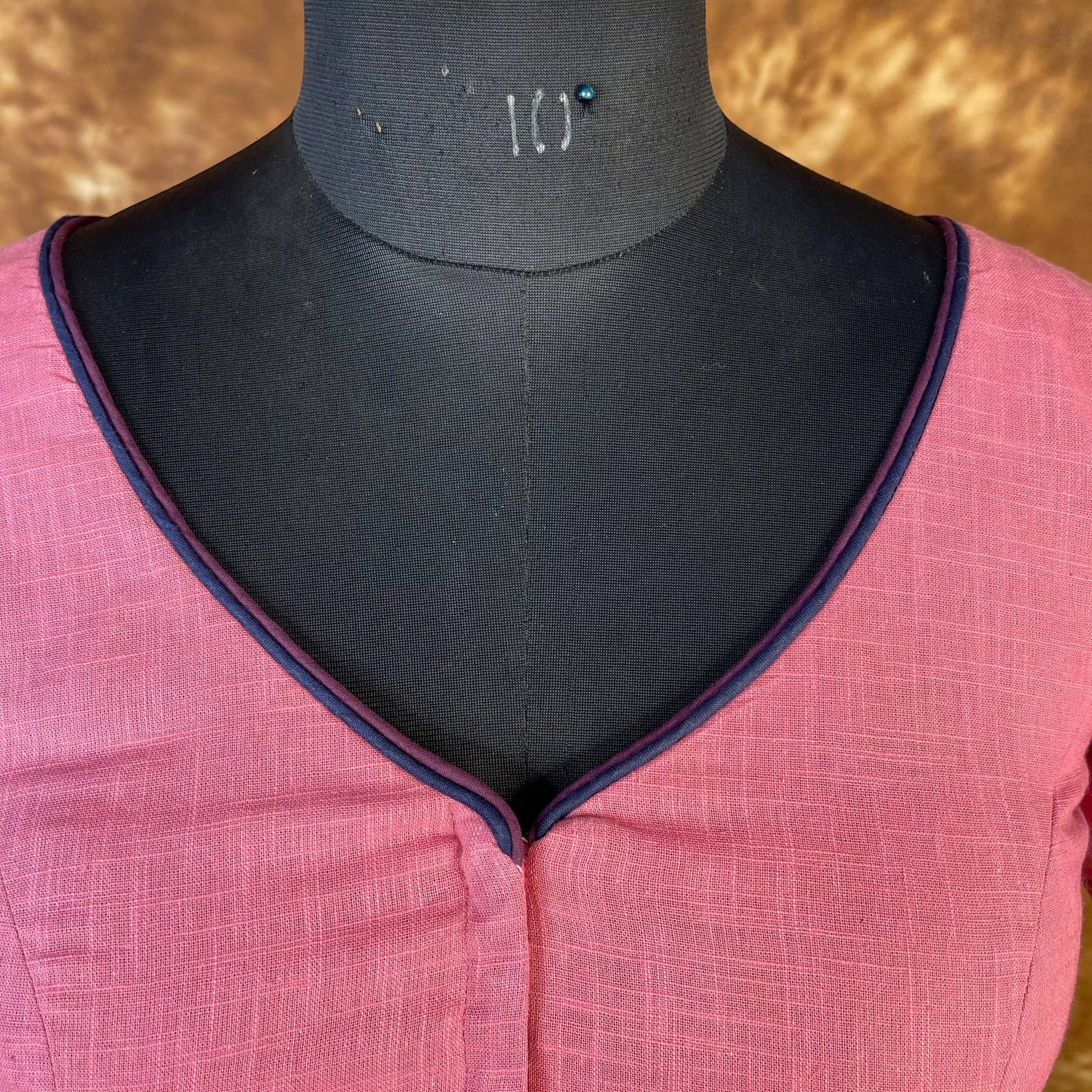 Candy Floss Desire Pink Coloured Slub Cotton Ready to Wear Blouse - kapda Tailor 