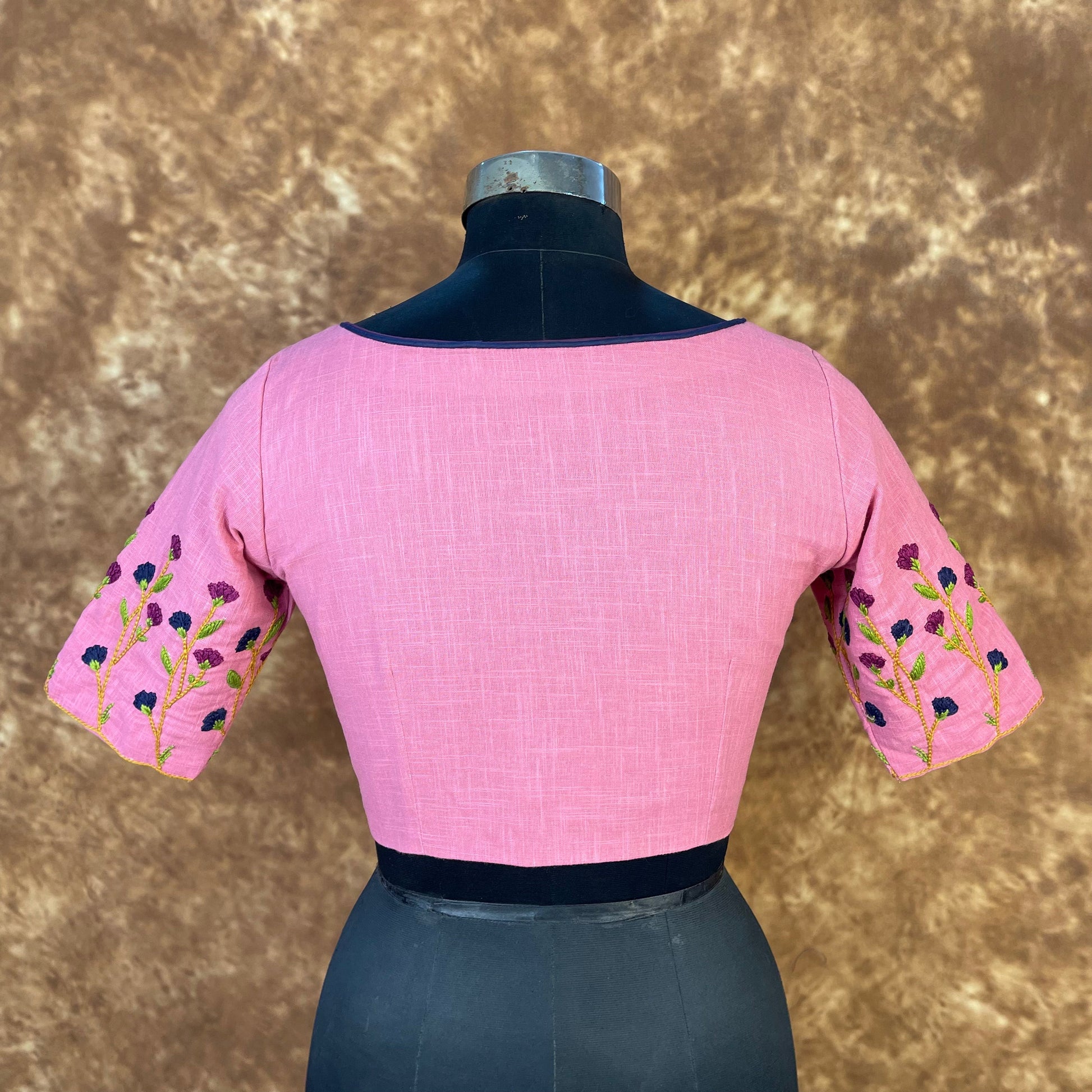 Candy Floss Desire Pink Coloured Slub Cotton Ready to Wear Blouse - kapda Tailor 