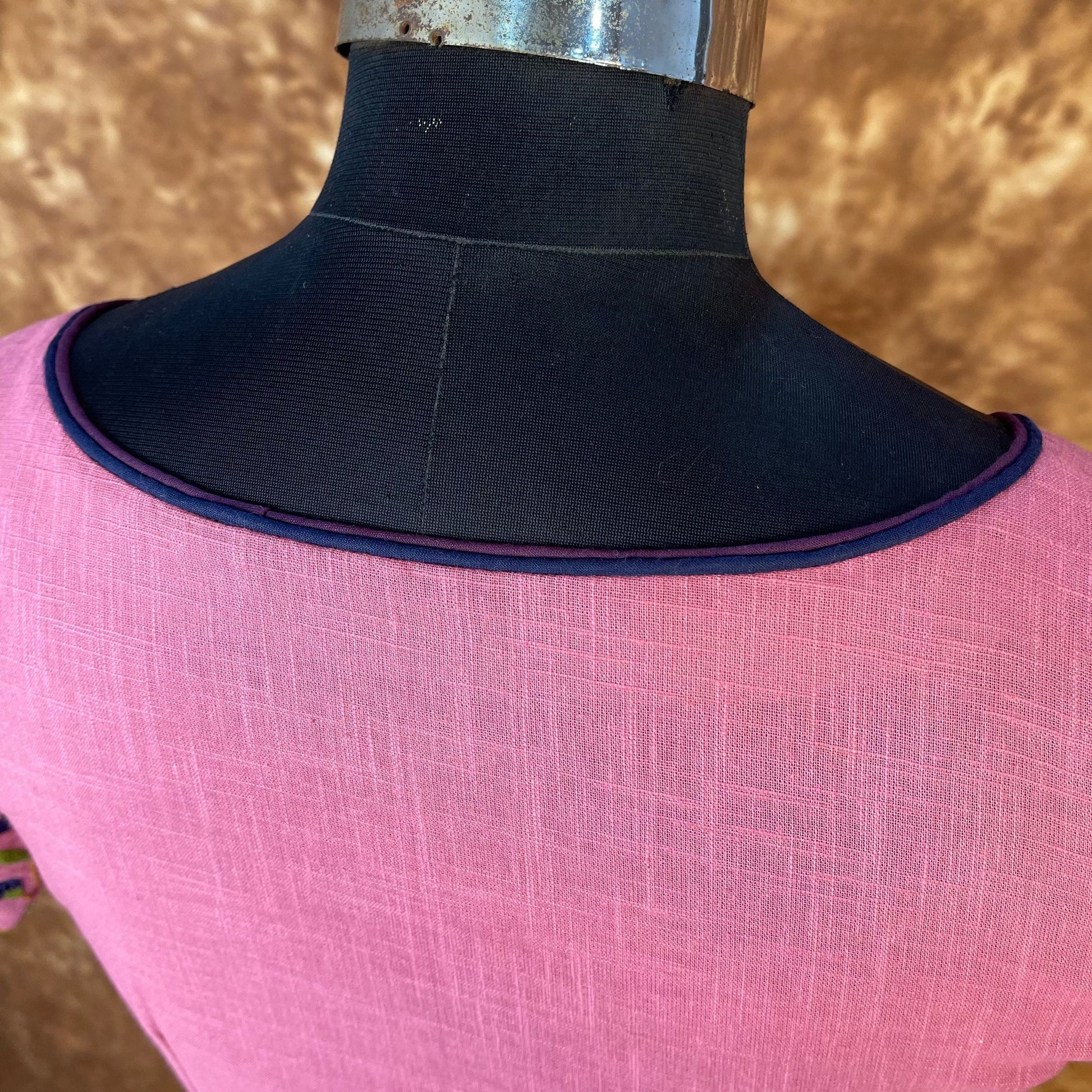 Candy Floss Desire Pink Coloured Slub Cotton Ready to Wear Blouse - kapda Tailor 