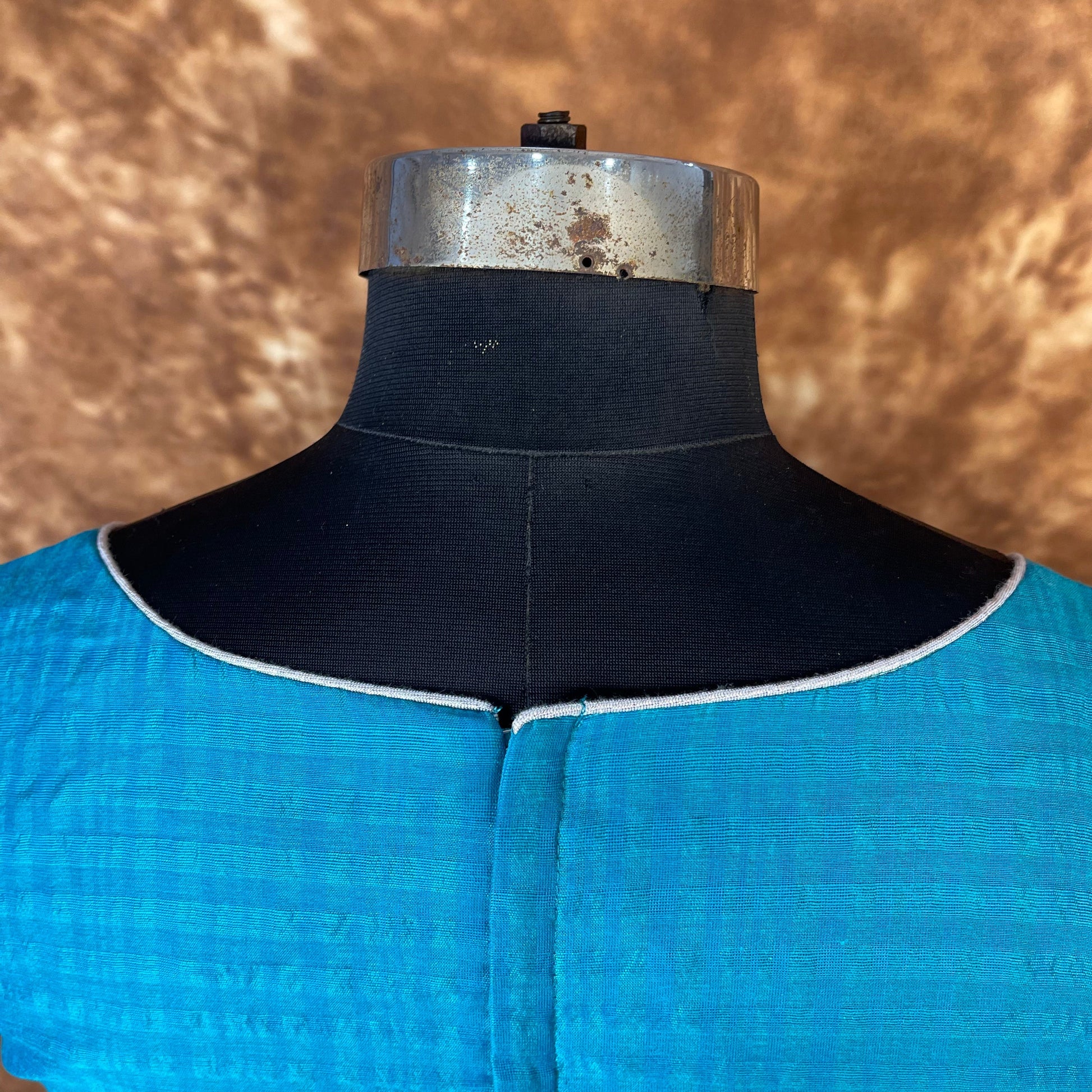 Streaks of Blue Light Blue Coloured Chanderi Silk Ready to Wear Blouse - kapda Tailor 