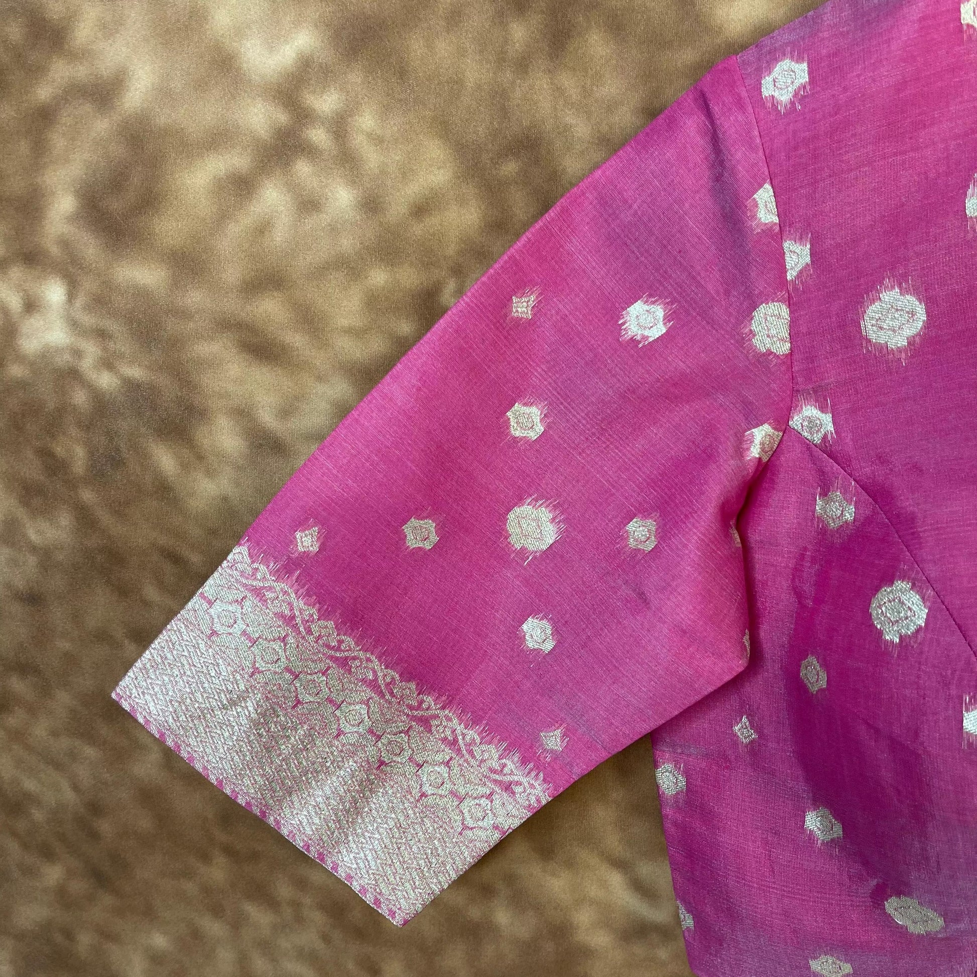 Mann Mohanaa Pink Coloured Chanderi Broket Ready to Wear Blouse - kapda Tailor 
