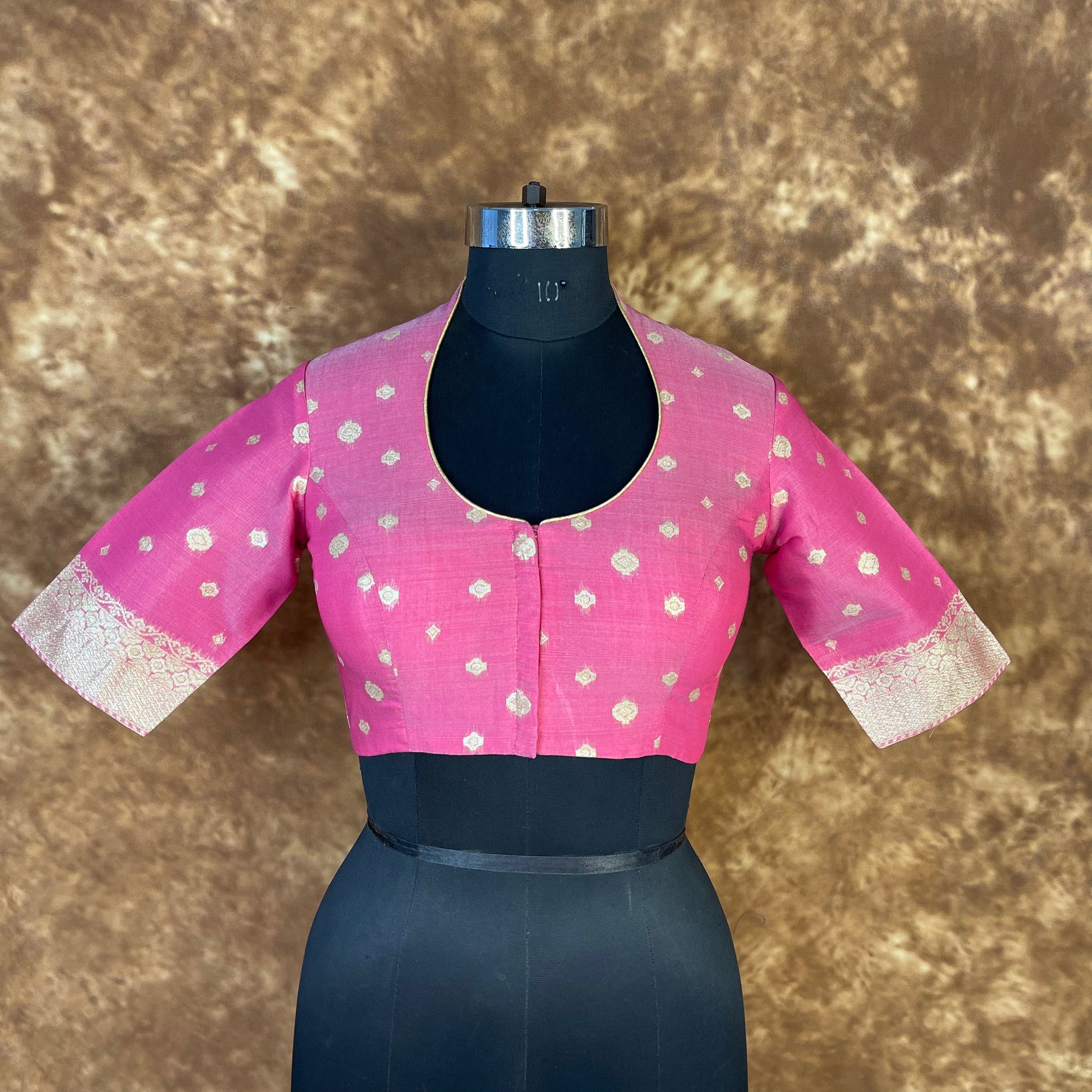 Mann Mohanaa Pink Coloured Chanderi Broket Ready to Wear Blouse - kapda Tailor 