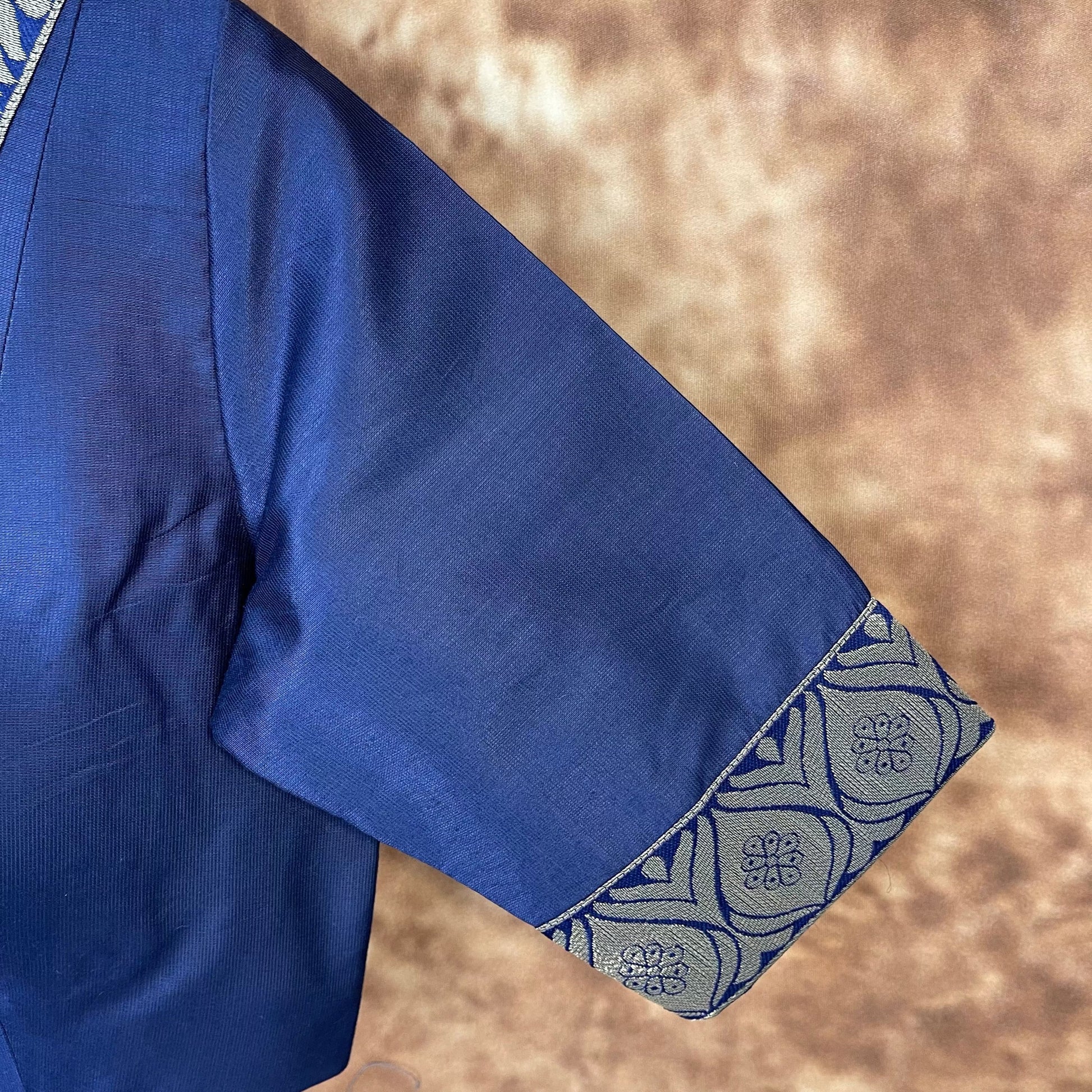 Deep Dive Lush Blue Coloured Silk / Broket Ready to Wear Blouse - kapda Tailor 