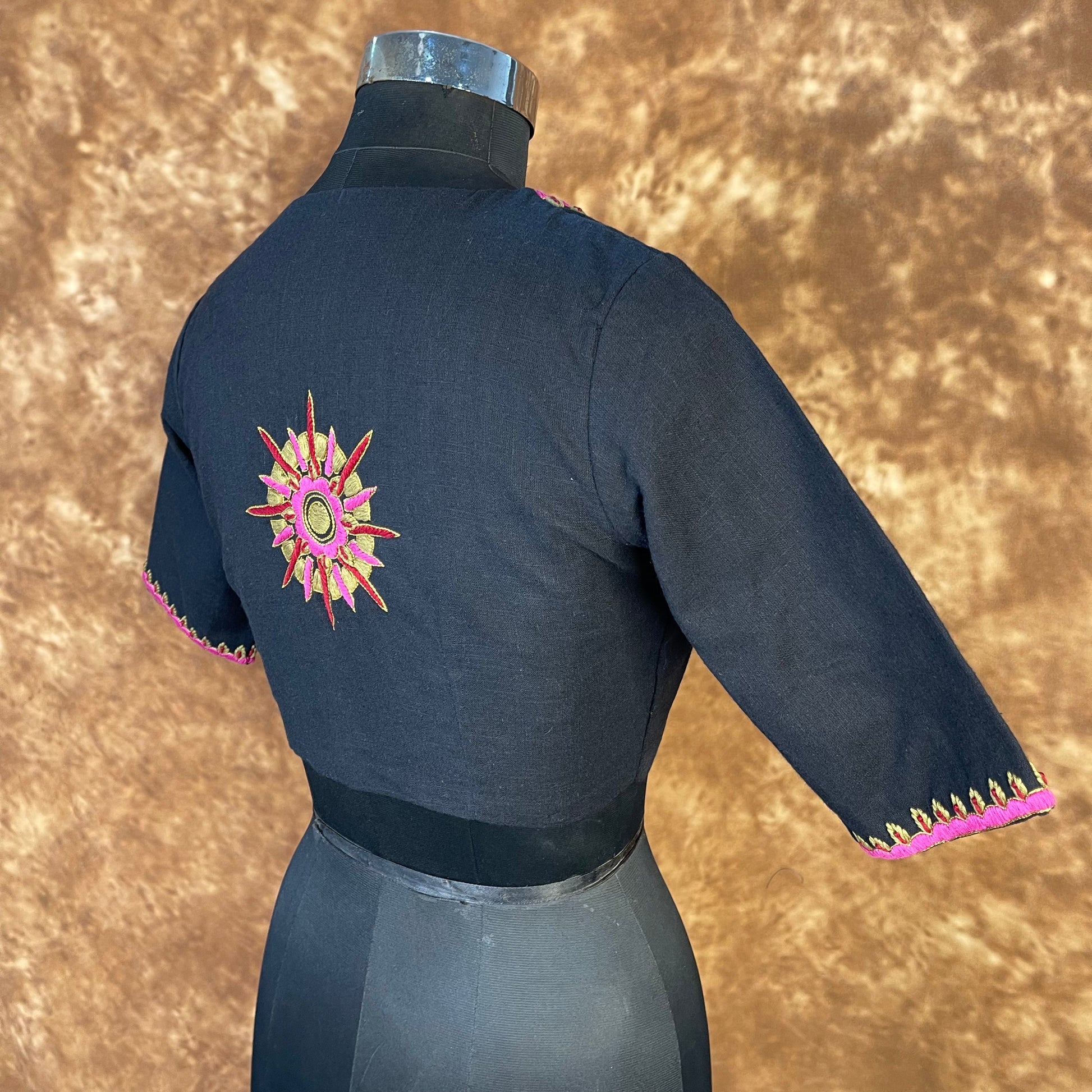 Vivaciously Vibrant Black Coloured Slub Cotton Ready to Wear Blouse - kapda Tailor 
