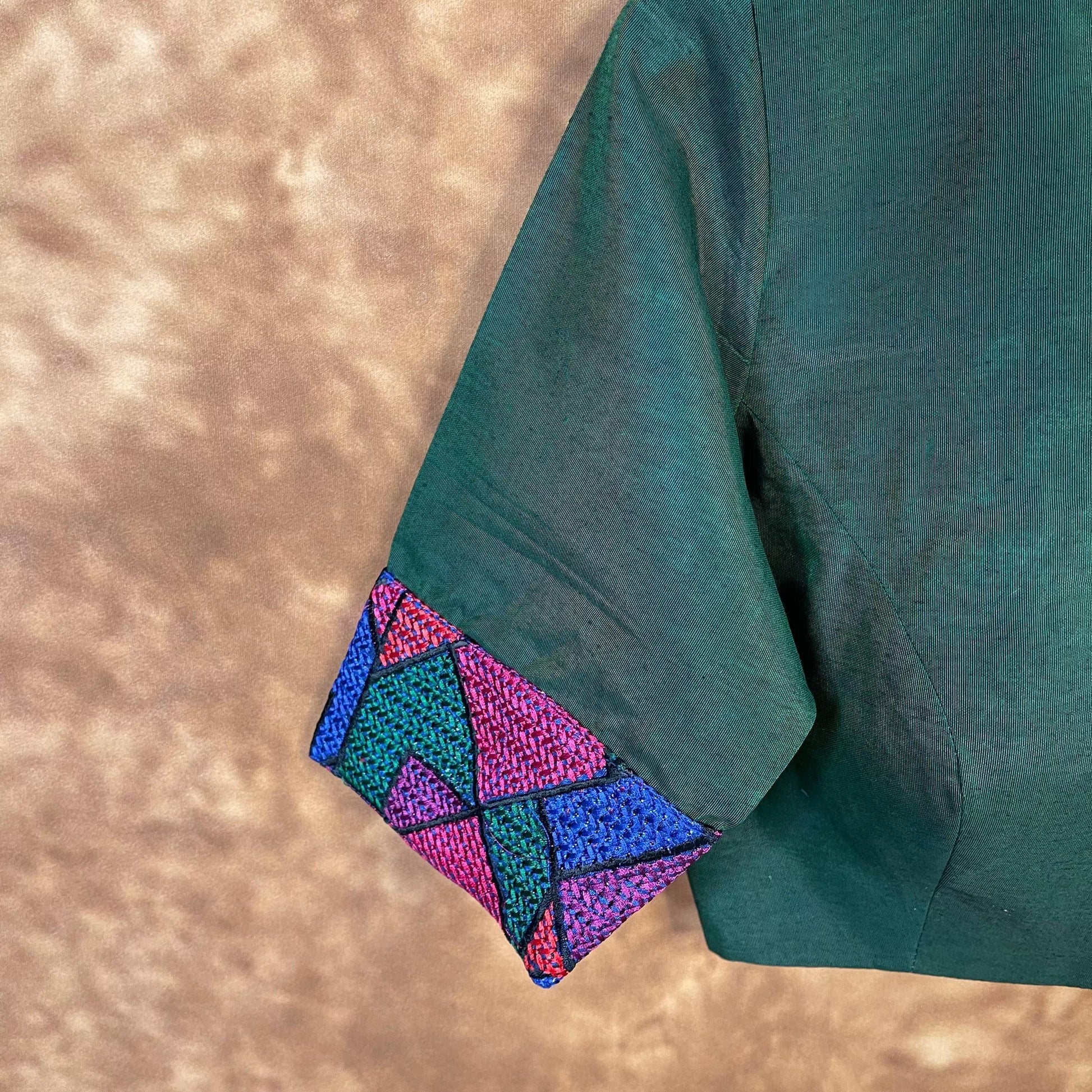Hari Bhari Zindagi Green Coloured Chanderi Ready to Wear Blouse - kapda Tailor 
