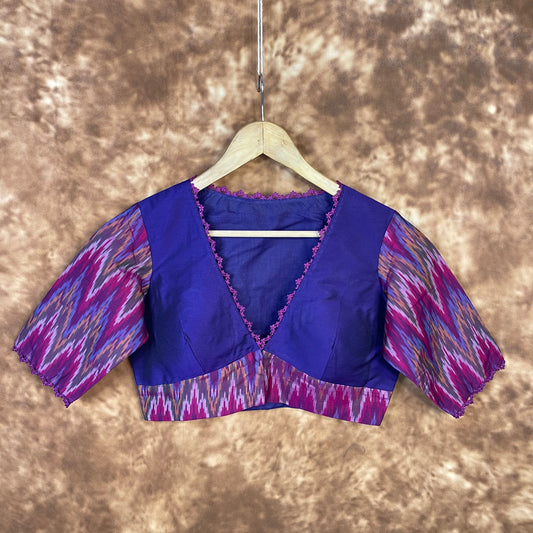 Khwaabon Ka Jharokha Blue Coloured Cotton Silk /Silk Ready to Wear Blouse - kapda Tailor 