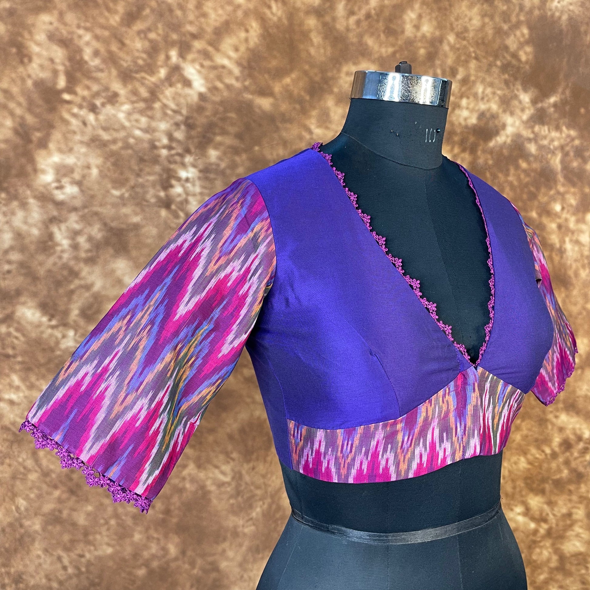 Khwaabon Ka Jharokha Blue Coloured Cotton Silk /Silk Ready to Wear Blouse - kapda Tailor 