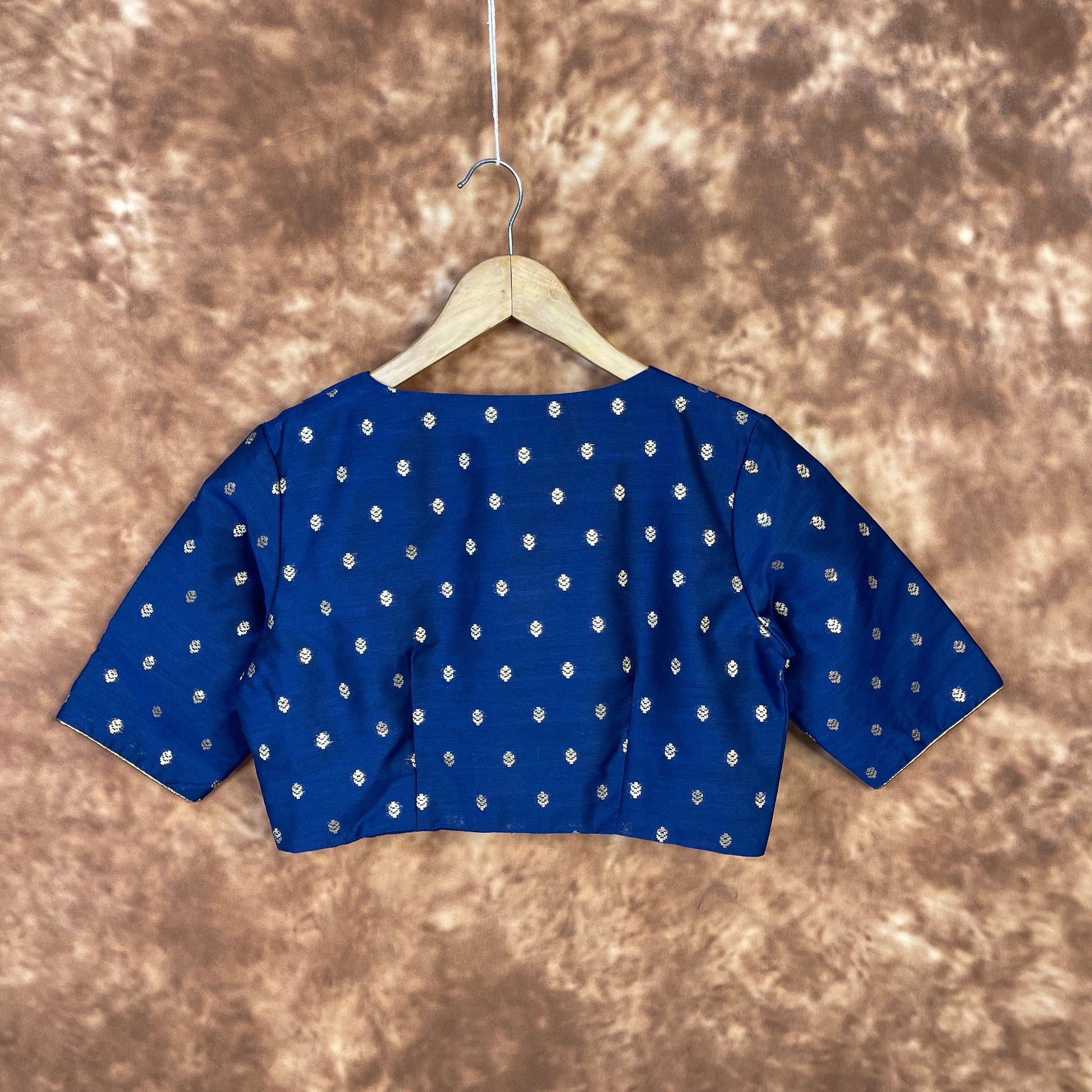 Coral Jari Buta Blue Coloured Silk With Zari Buta Ready to Wear Blouse - kapda Tailor 