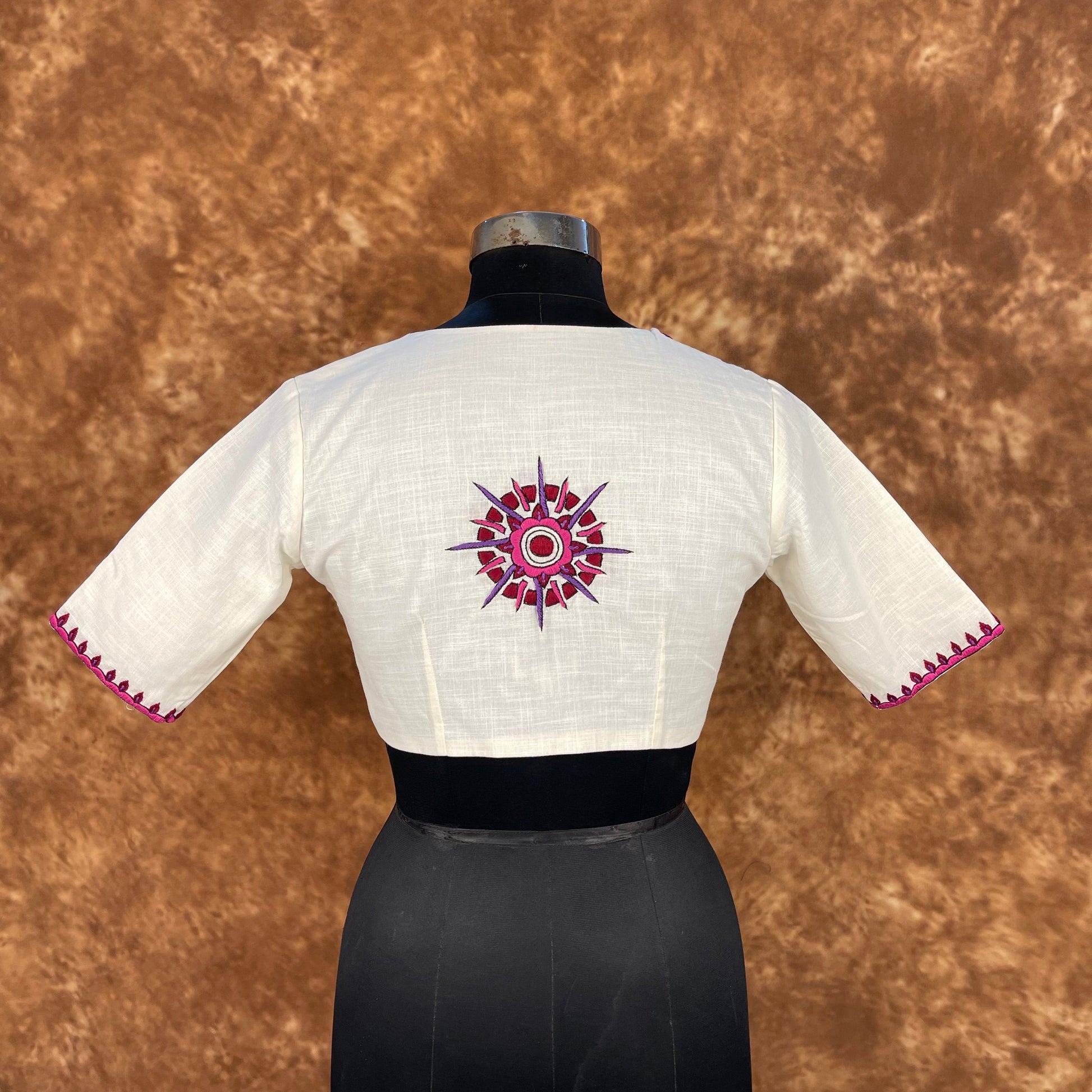 Jumaani Jashn Off White Coloured Slub Cotton Ready to Wear Blouse - kapda Tailor 