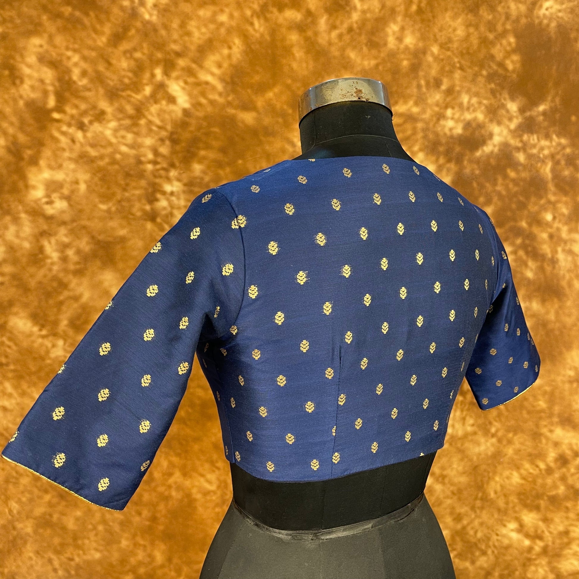 Coral Jari Buta Blue Coloured Silk With Zari Buta Ready to Wear Blouse - kapda Tailor 