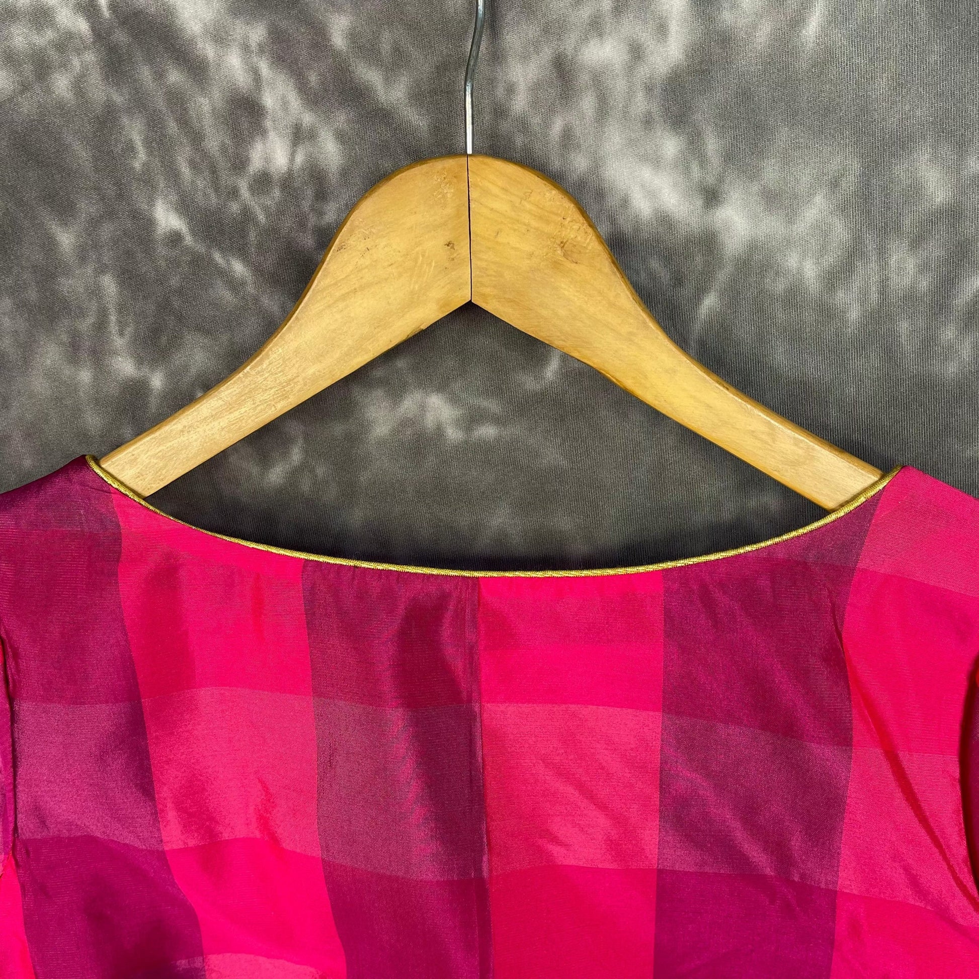 Piped Pleasure Rani Pink Coloured Silk Ready to Wear Blouse - kapda Tailor 