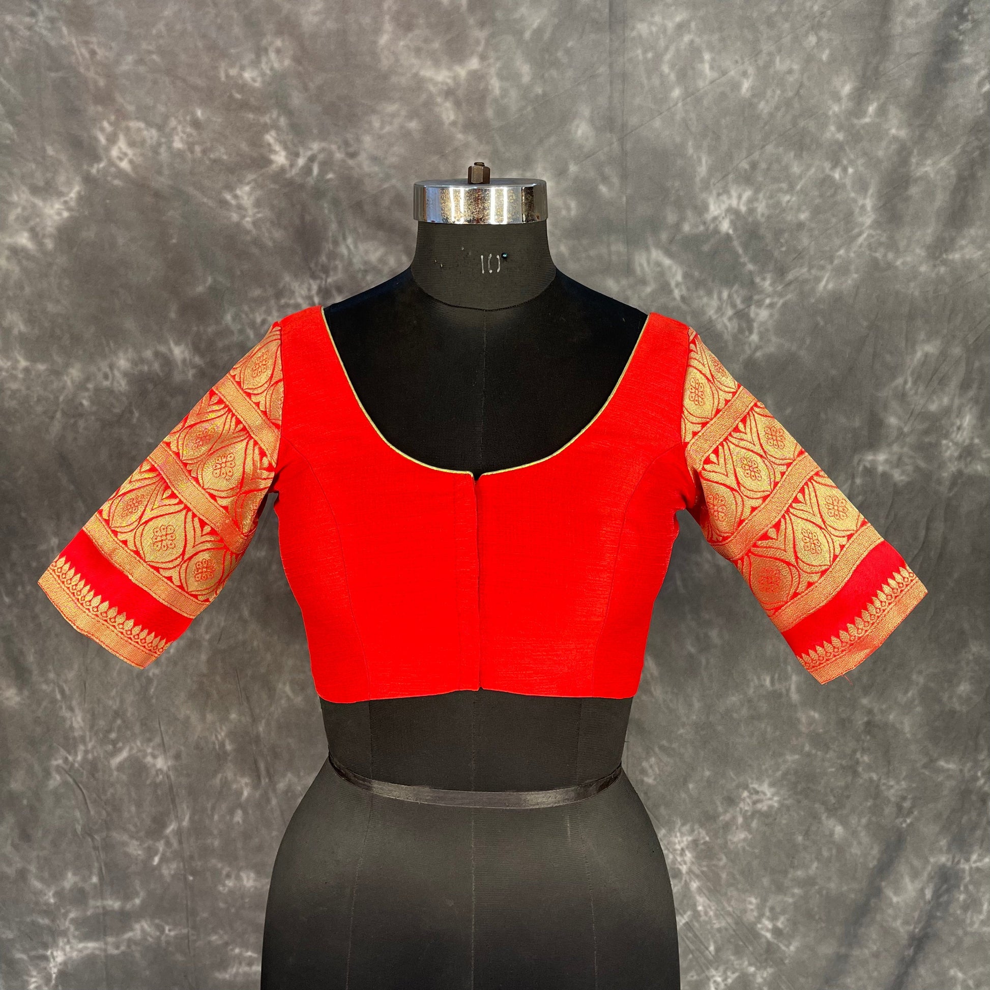 Suhaagan ki Laali Red Coloured Silk /Brocket Ready to Wear Blouse - kapda Tailor 