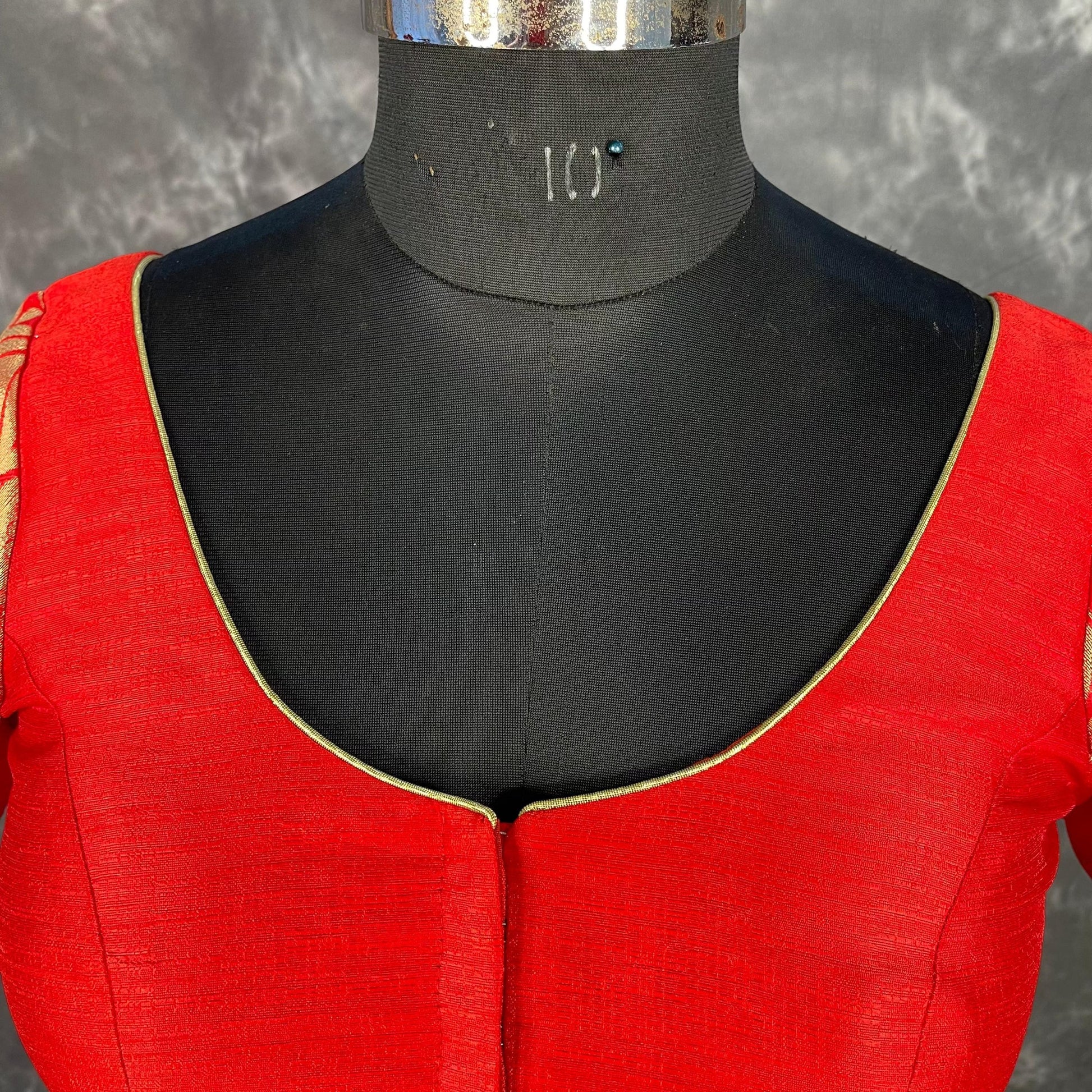 Suhaagan ki Laali Red Coloured Silk /Brocket Ready to Wear Blouse - kapda Tailor 