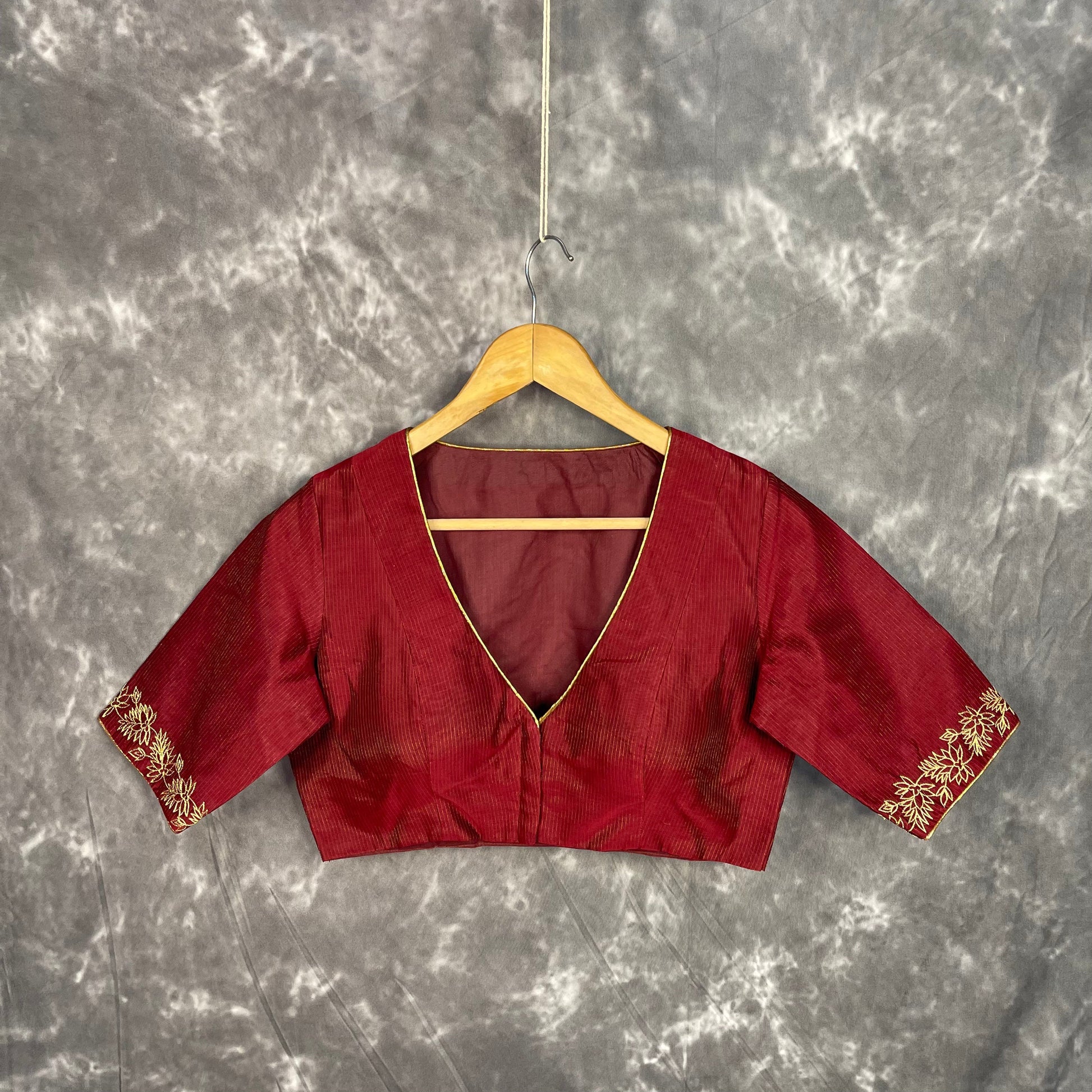 Ehsaas Maroon Coloured Silk Ready to Wear Blouse - kapda Tailor 