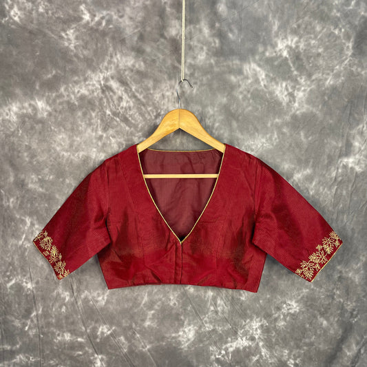 Ehsaas Maroon Coloured Silk Ready to Wear Blouse - kapda Tailor 