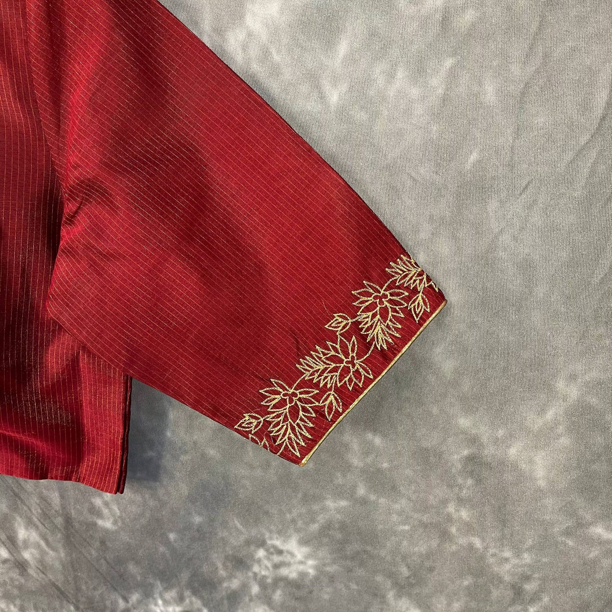 Ehsaas Maroon Coloured Silk Ready to Wear Blouse - kapda Tailor 