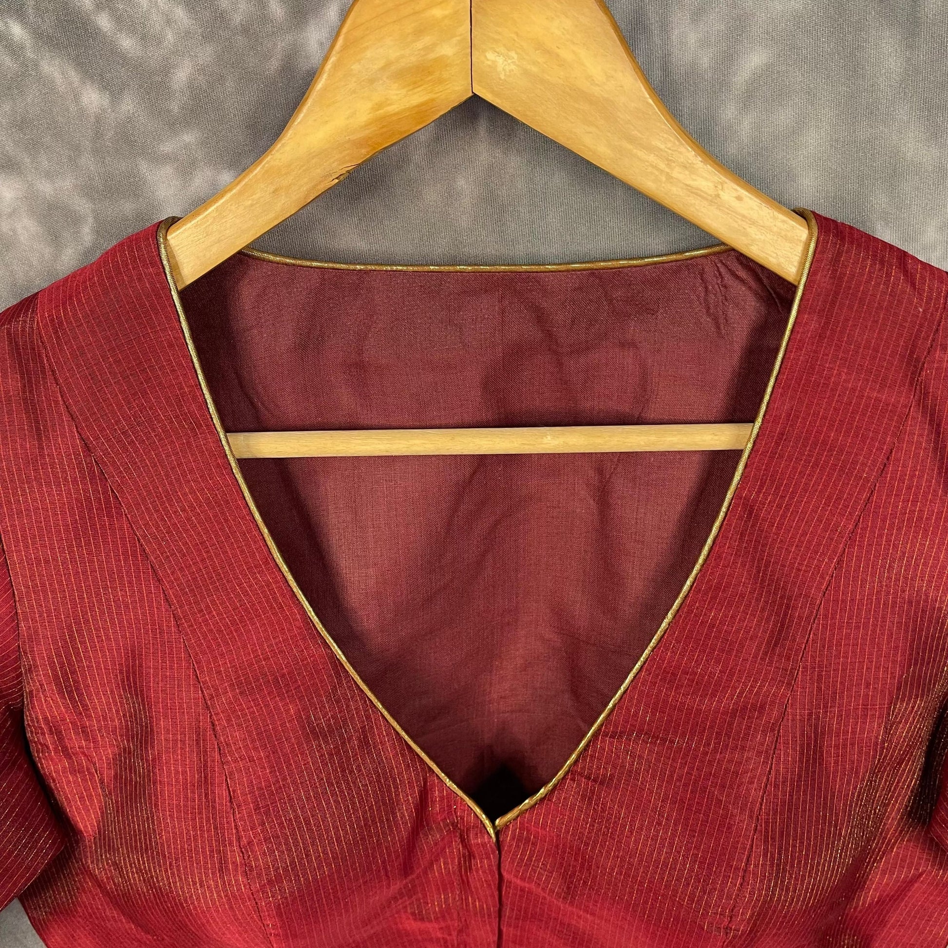 Ehsaas Maroon Coloured Silk Ready to Wear Blouse - kapda Tailor 