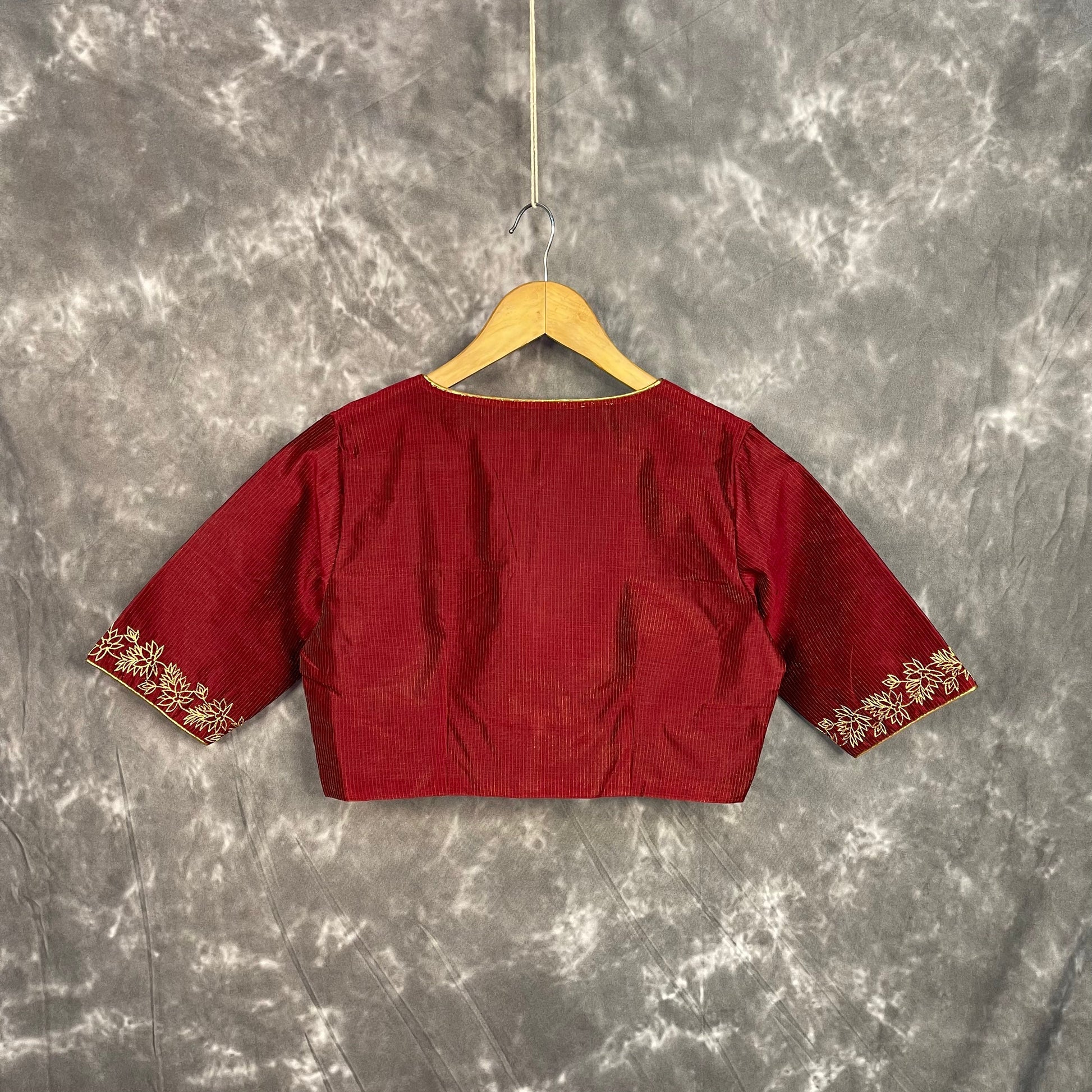 Ehsaas Maroon Coloured Silk Ready to Wear Blouse - kapda Tailor 