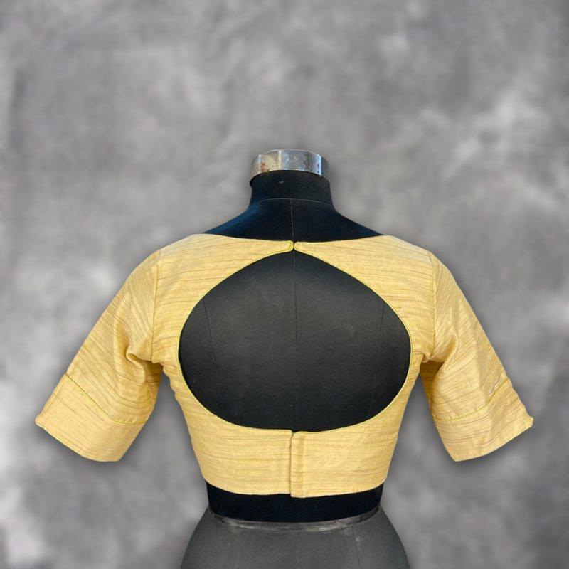 Gleaming Glow Gold Coloured Silk Ready to Wear Blouse - kapda Tailor 