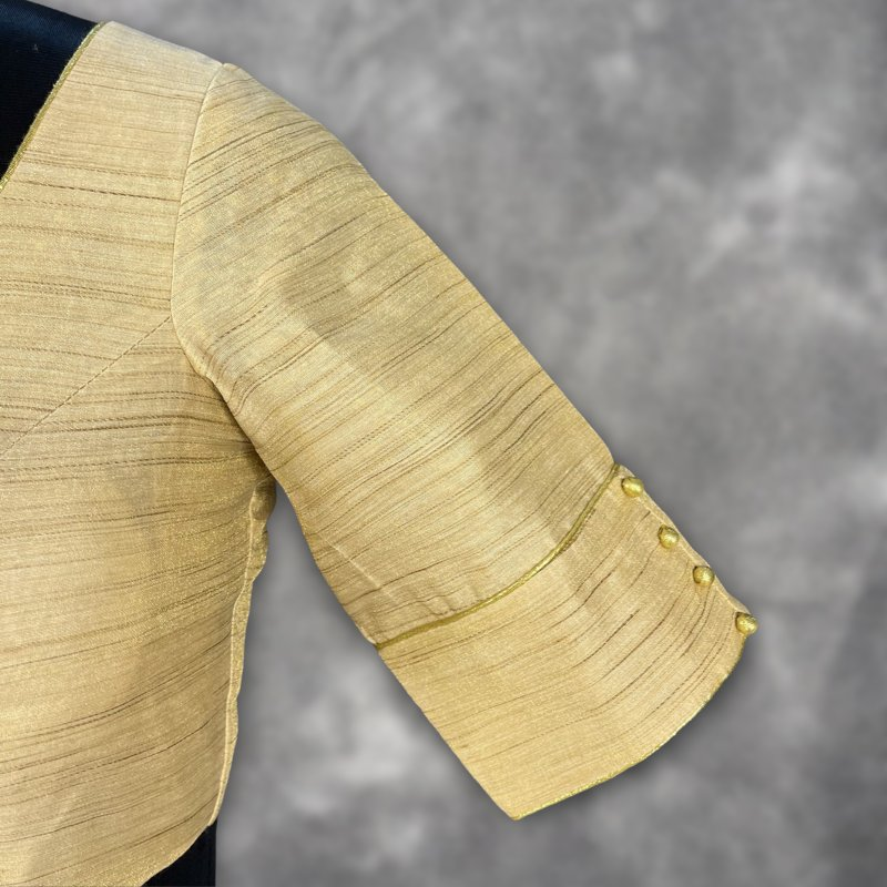 Gleaming Glow Gold Coloured Silk Ready to Wear Blouse - kapda Tailor 