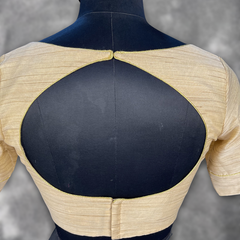 Gleaming Glow Gold Coloured Silk Ready to Wear Blouse - kapda Tailor 