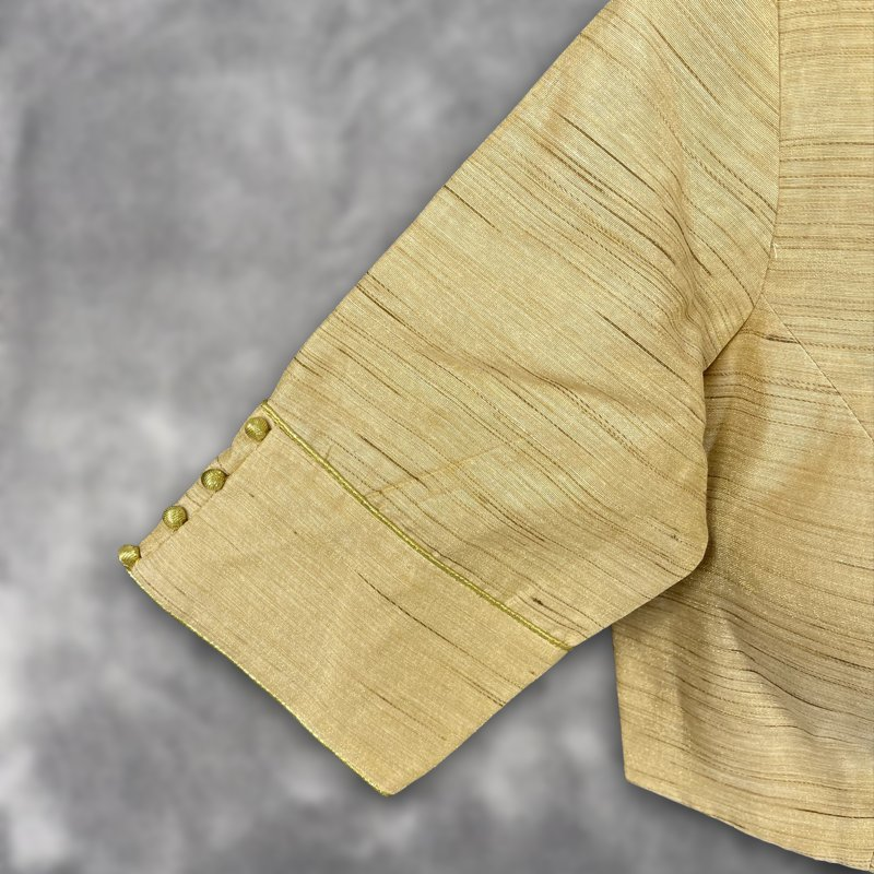 Gleaming Glow Gold Coloured Silk Ready to Wear Blouse - kapda Tailor 