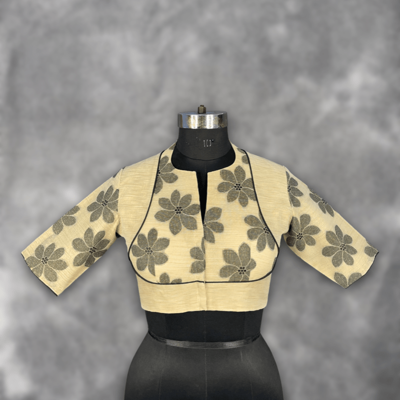 Baadal Ki Chaoon Beige Coloured Cota Cotton/Jute Cotton Ready to Wear Blouse - kapda Tailor 