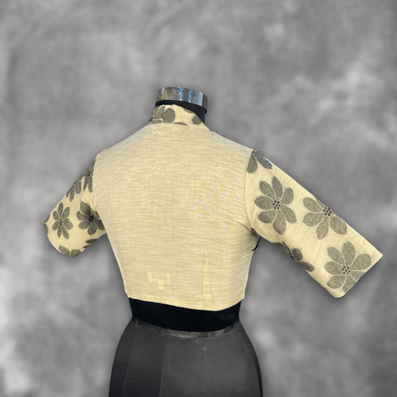 Baadal Ki Chaoon Beige Coloured Cota Cotton/Jute Cotton Ready to Wear Blouse - kapda Tailor 