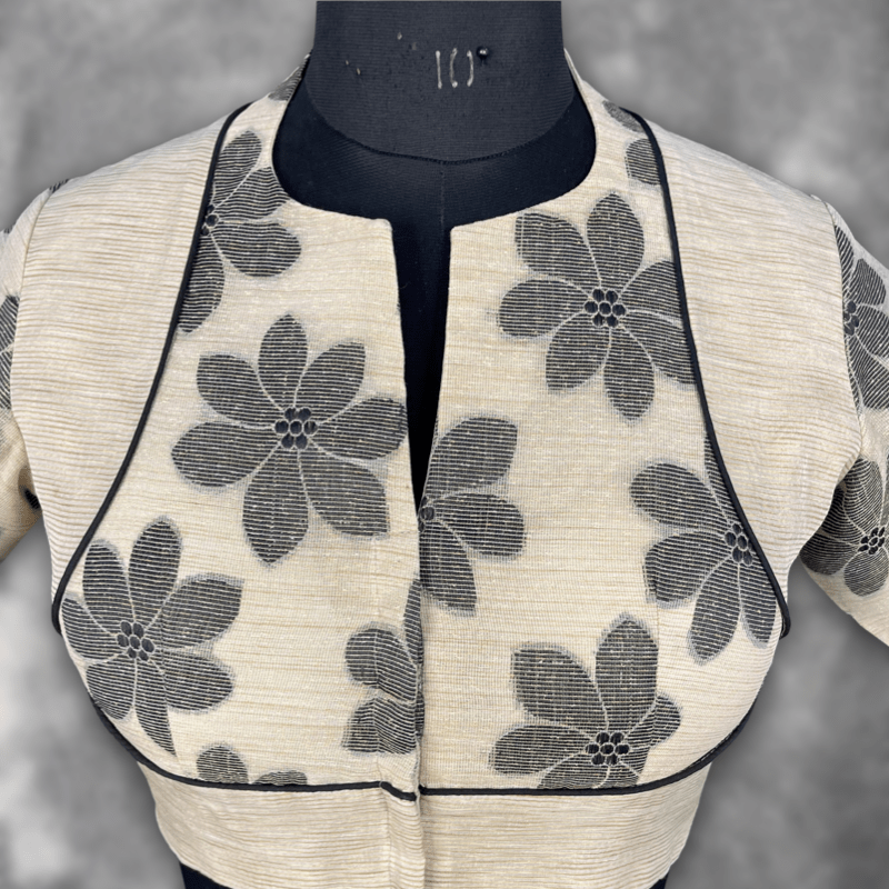 Baadal Ki Chaoon Beige Coloured Cota Cotton/Jute Cotton Ready to Wear Blouse - kapda Tailor 
