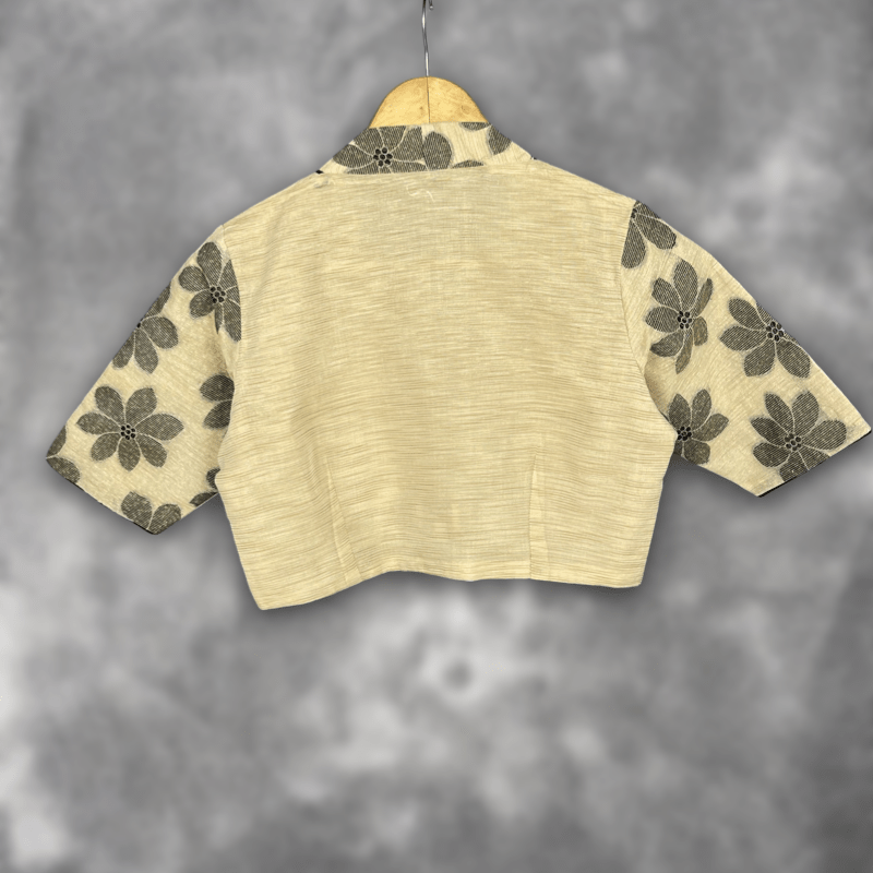 Baadal Ki Chaoon Beige Coloured Cota Cotton/Jute Cotton Ready to Wear Blouse - kapda Tailor 