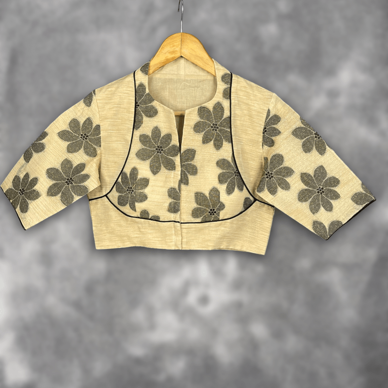 Baadal Ki Chaoon Beige Coloured Cota Cotton/Jute Cotton Ready to Wear Blouse - kapda Tailor 