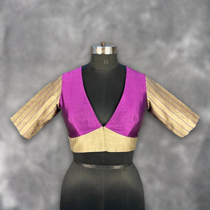 Lavender Love Lavender Coloured Silk & Chanderi Ready to Wear Blouse - kapda Tailor 