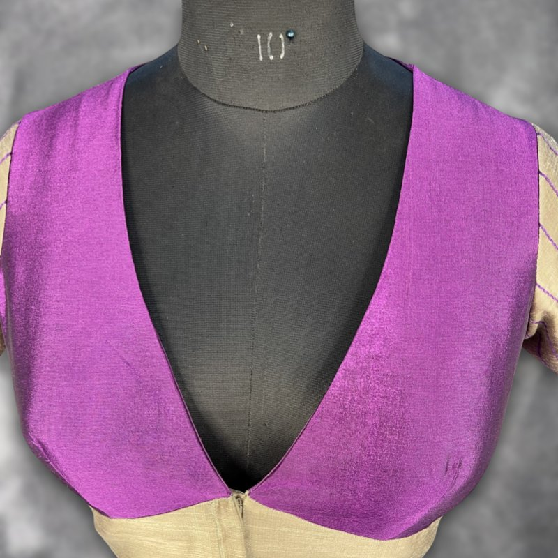 Lavender Love Lavender Coloured Silk & Chanderi Ready to Wear Blouse - kapda Tailor 