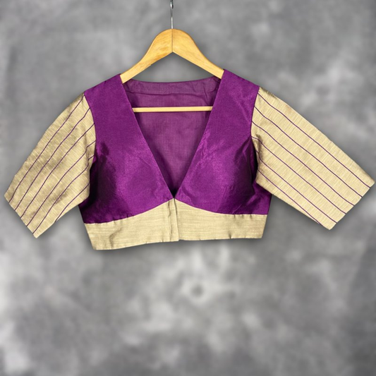 Lavender Love Lavender Coloured Silk & Chanderi Ready to Wear Blouse - kapda Tailor 