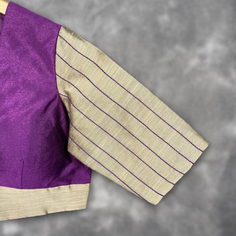 Lavender Love Lavender Coloured Silk & Chanderi Ready to Wear Blouse - kapda Tailor 