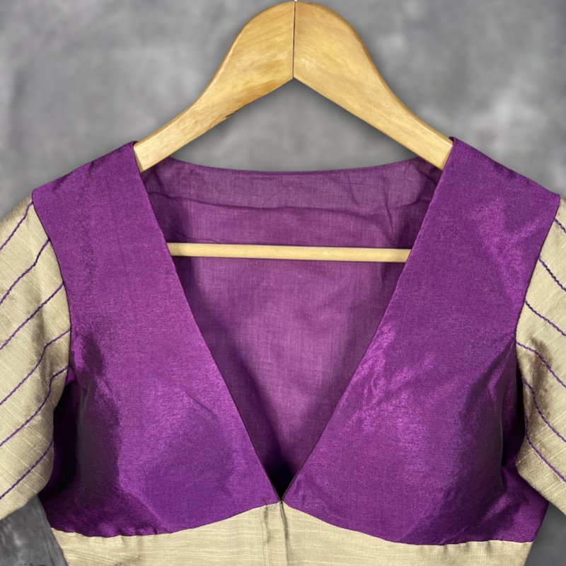 Lavender Love Lavender Coloured Silk & Chanderi Ready to Wear Blouse - kapda Tailor 