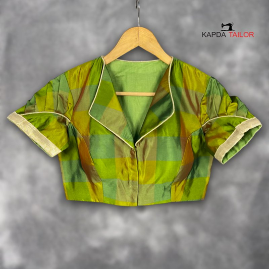 Roohani Resham Green Coloured Silk Ready to Wear Blouse - kapda Tailor 