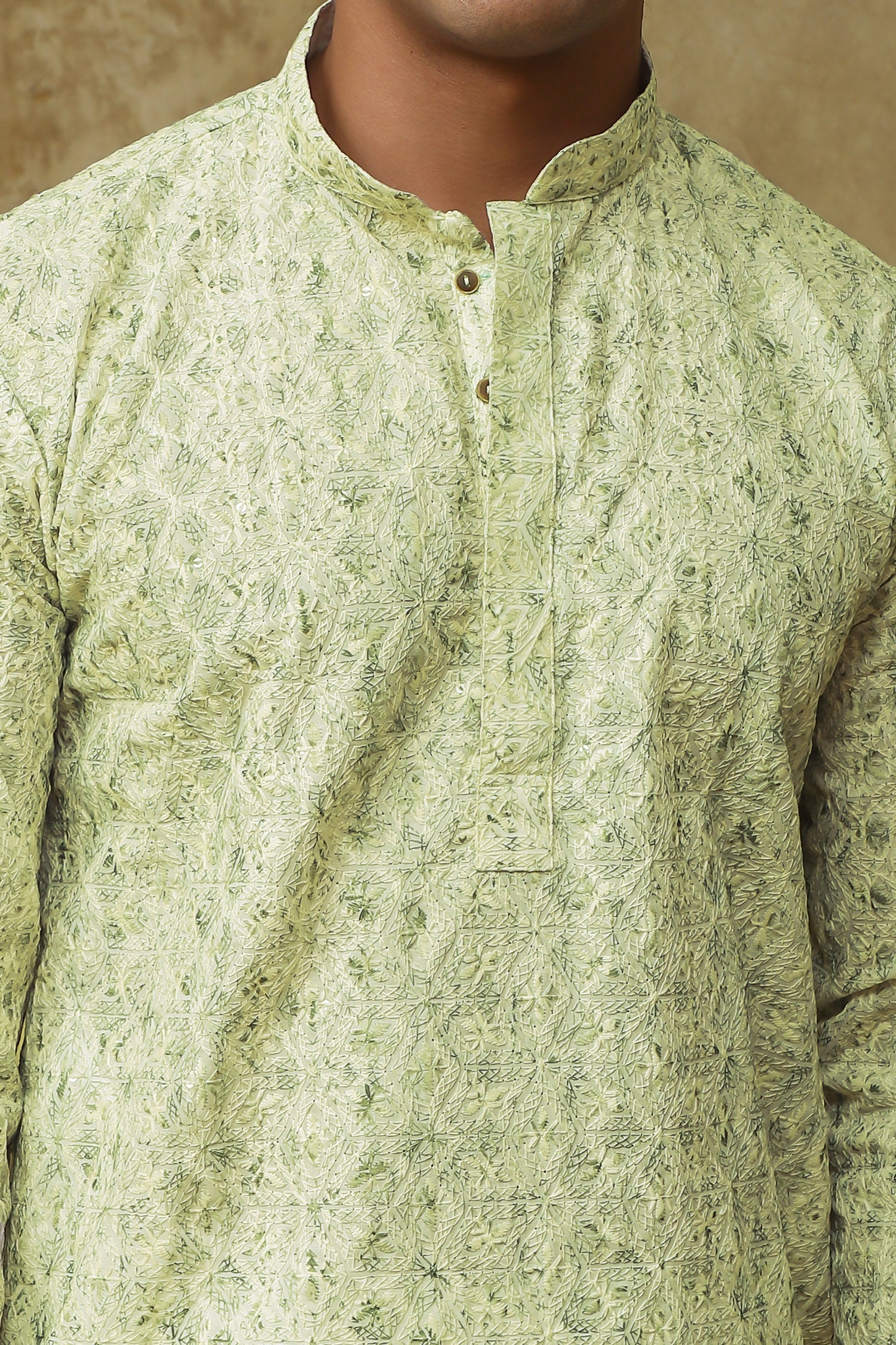 Bluesaanchi Men's Chikankari Embroidered Kurta Set - Lemon Yellow 