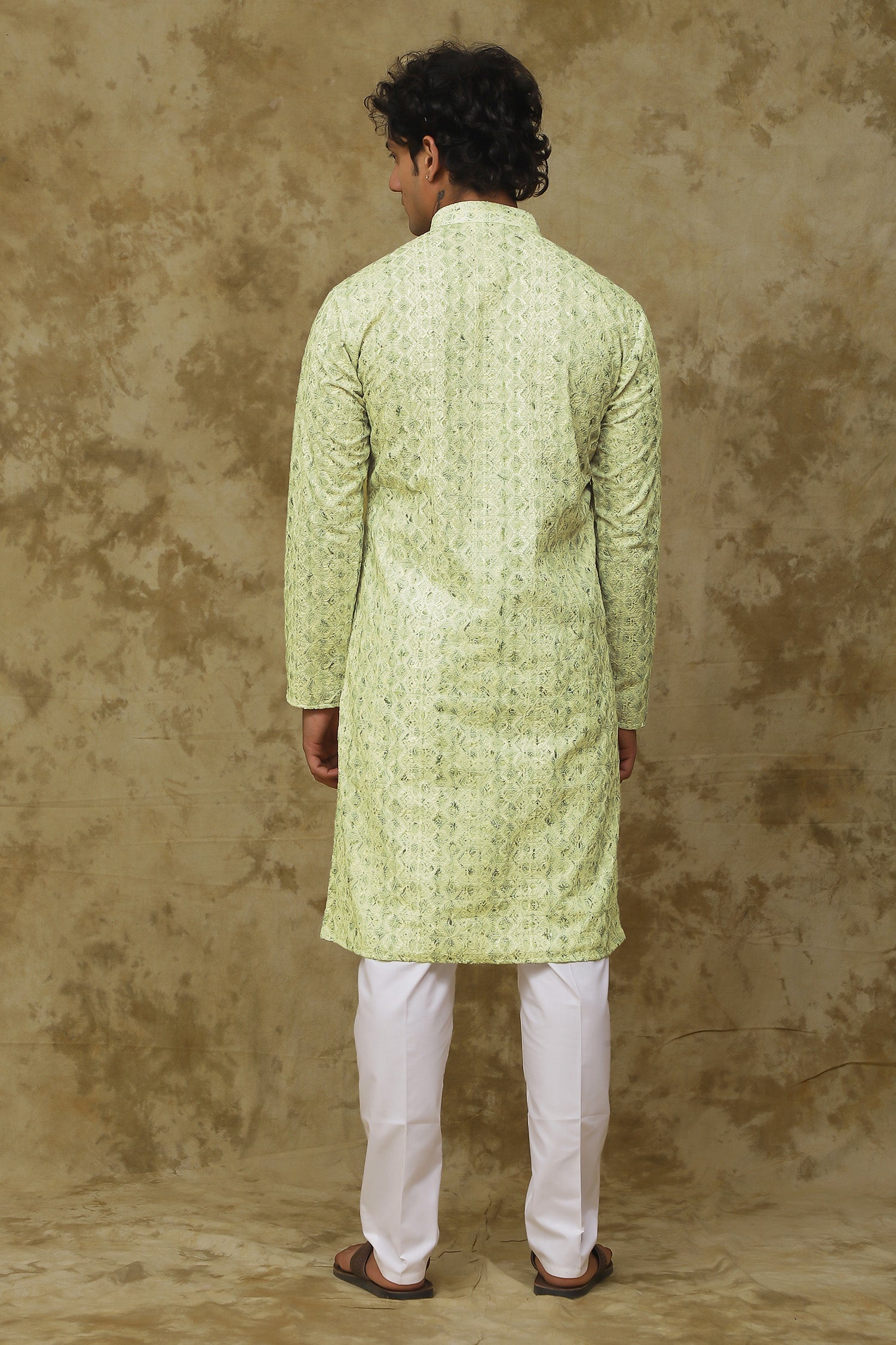 Bluesaanchi Men's Chikankari Embroidered Kurta Set - Lemon Yellow 