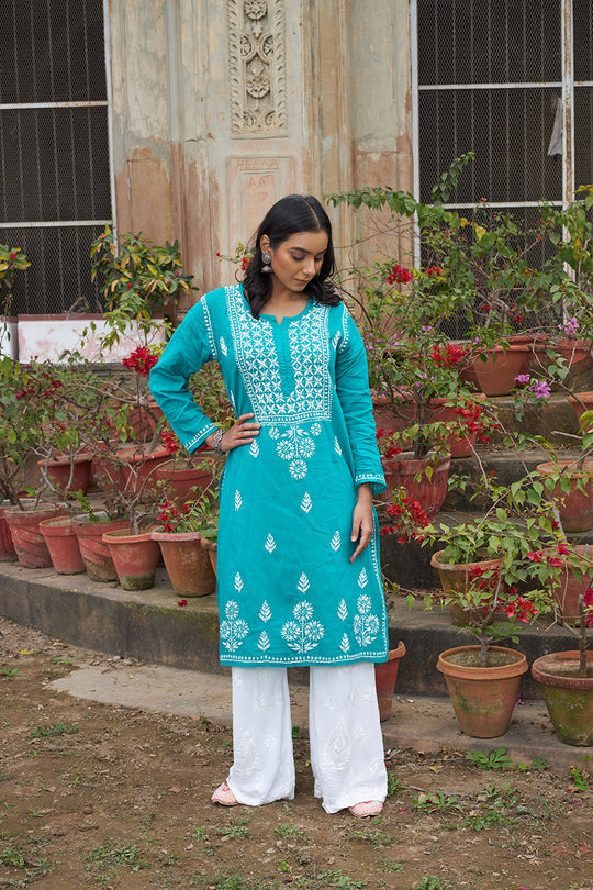 Rangreza Ethnic Alifa Cotton Kurta Blue