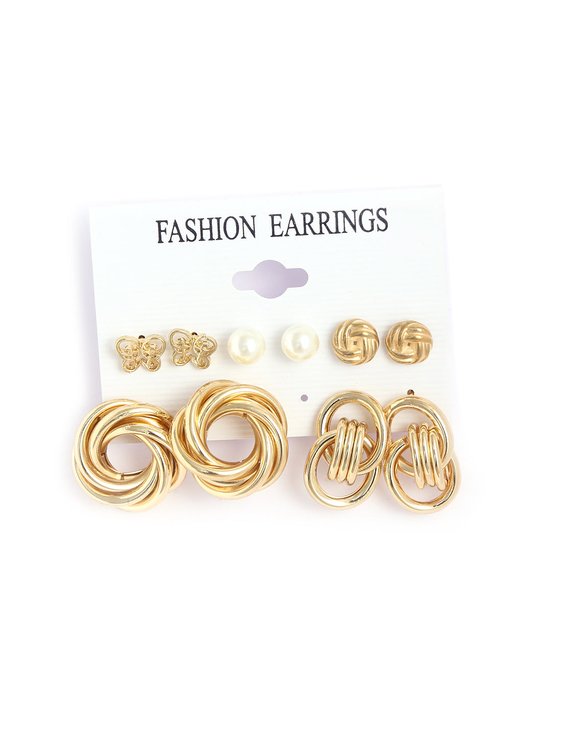 Gold-Plated Alloy Set Of 6 Designer Earrings - The Pari - Grab2buy