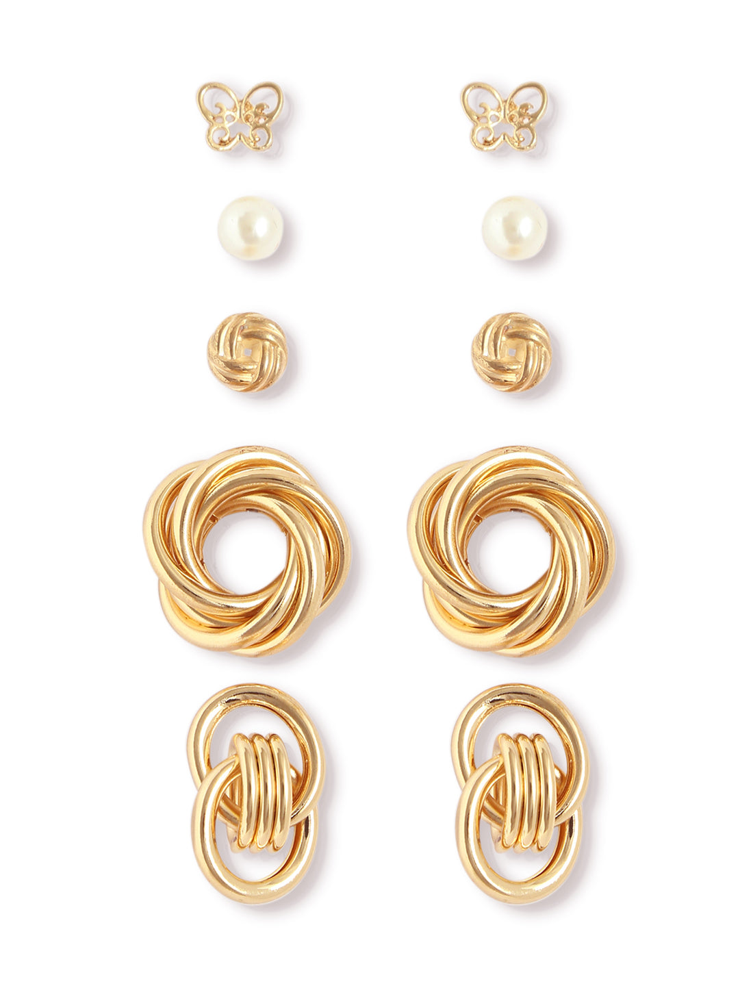 Gold-Plated Alloy Set Of 6 Designer Earrings - The Pari - Grab2buy