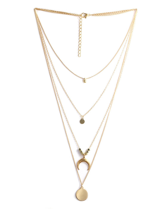 Gold-Polished Alloy Layered Designer Short Necklace - The Pari | Swadesiicart