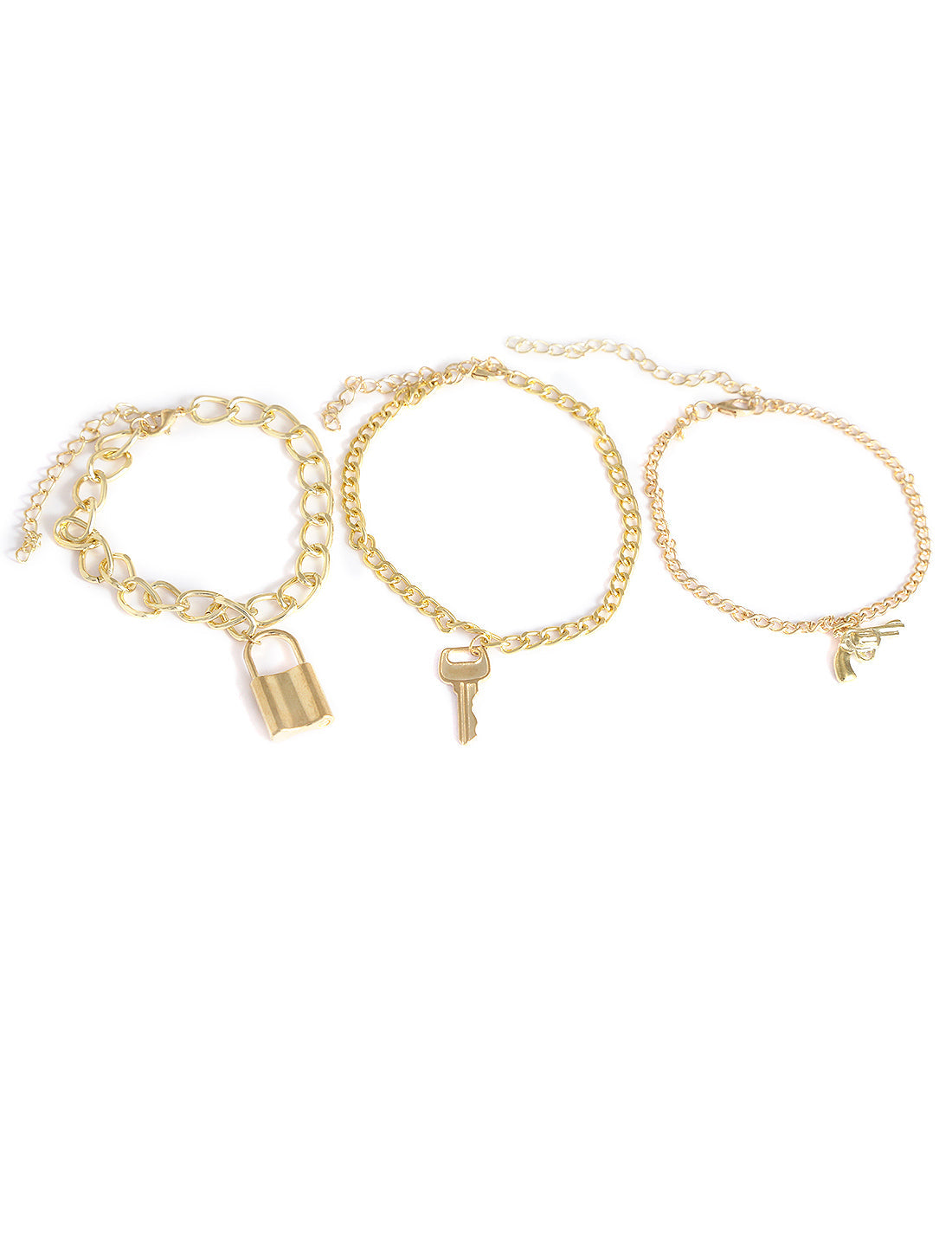 Gold-Polished Alloy Gold Charm Bracelet Set - The Pari | Grab2Buy