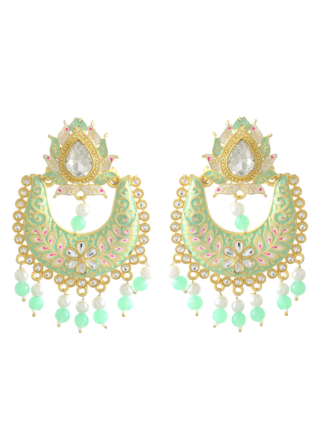 Gold-Plated Alloy Blue Golden Hoop Jhumki Earrings - The Pari - Grab2buy