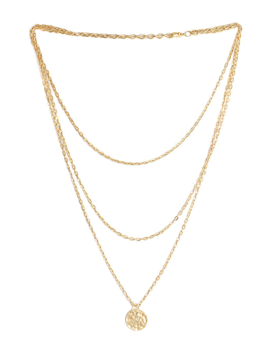 Gold-Polished Alloy Tripple Chain Necklace - The Pari | Swadesiicart