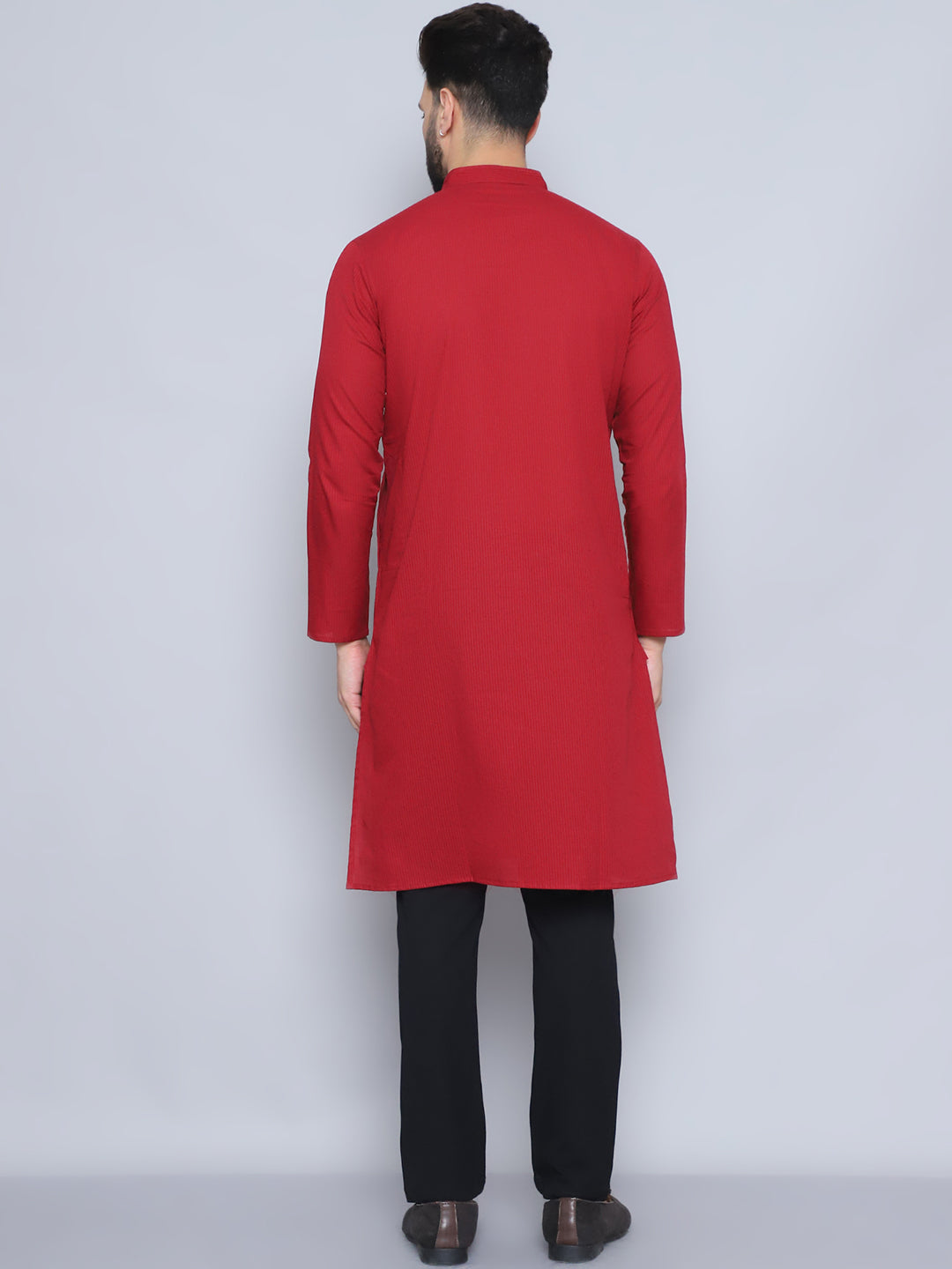 Even Apparels Men's Pure Cotton Maroon Kurta